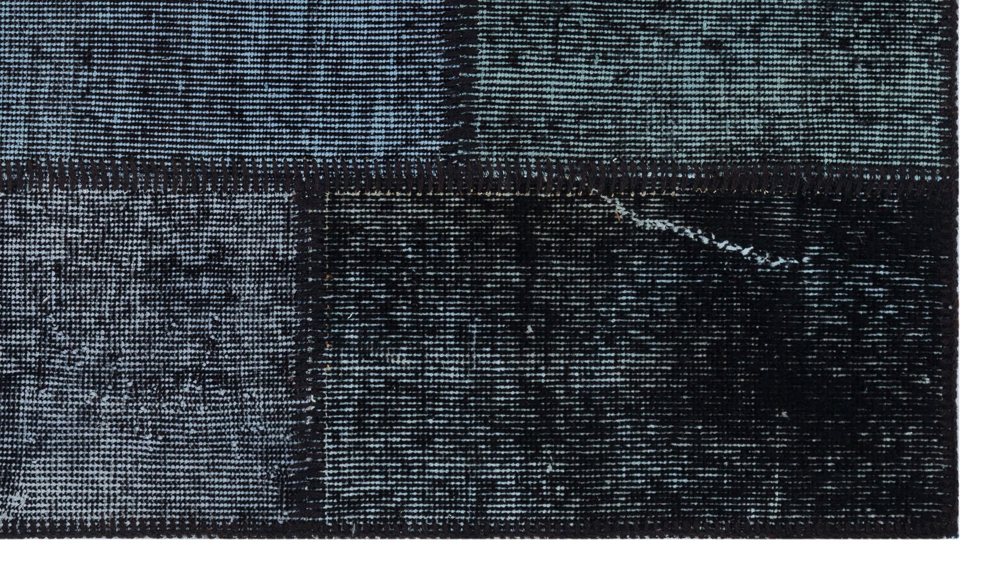 Black Over Dyed Patchwork Unique Rug 2'7'' x 4'11'' ft 80 x 150 cm