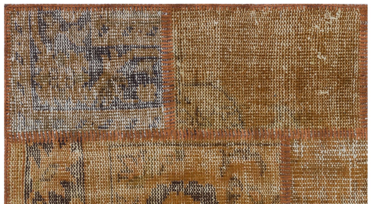 Brown Over Dyed Patchwork Unique Rug 2'7'' x 4'11'' ft 80 x 150 cm