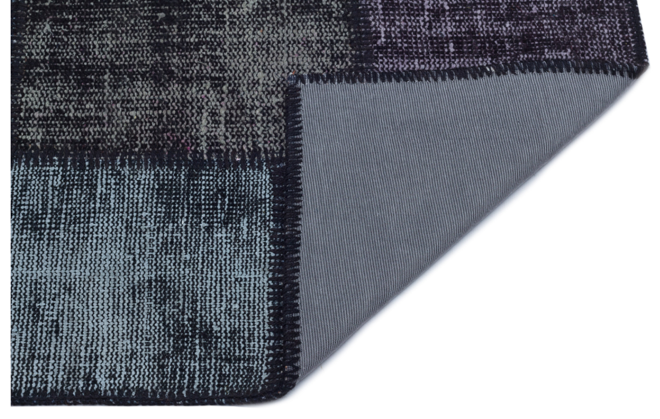 Black Over Dyed Patchwork Unique Rug 2'7'' x 4'11'' ft 80 x 150 cm