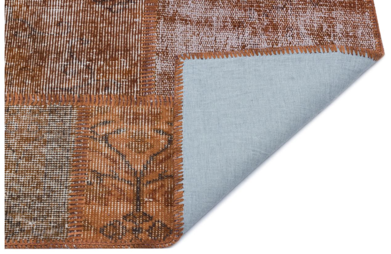 Brown Over Dyed Patchwork Unique Rug 2'7'' x 4'11'' ft 80 x 150 cm