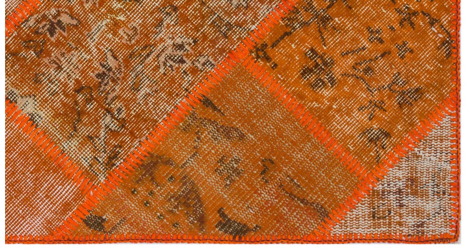Orange Over Dyed Patchwork Unique Rug 2'7'' x 4'11'' ft 80 x 150 cm
