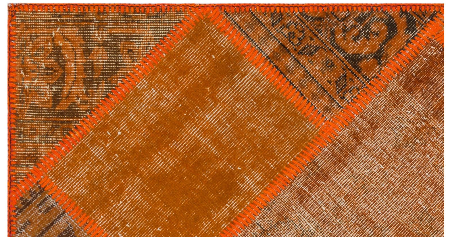 Orange Over Dyed Patchwork Unique Rug 2'7'' x 4'11'' ft 80 x 150 cm