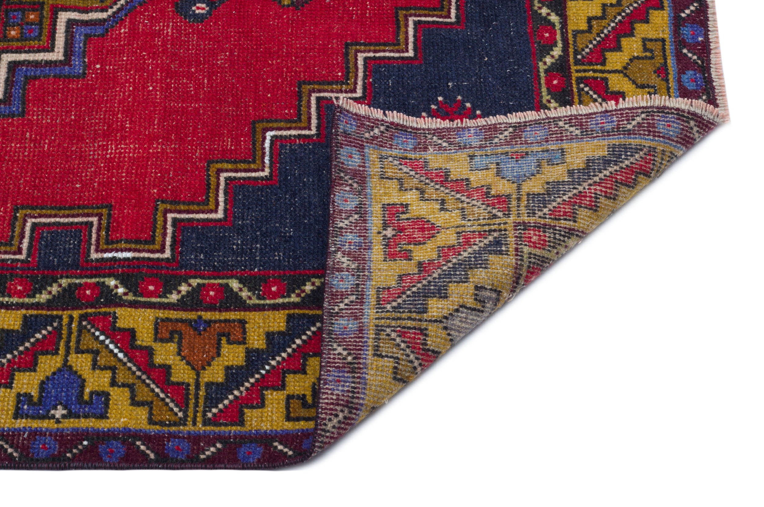 Natural Anatolium Turkish Vintage Rug 3'8'' x 7'3'' ft 113 x 222 cm