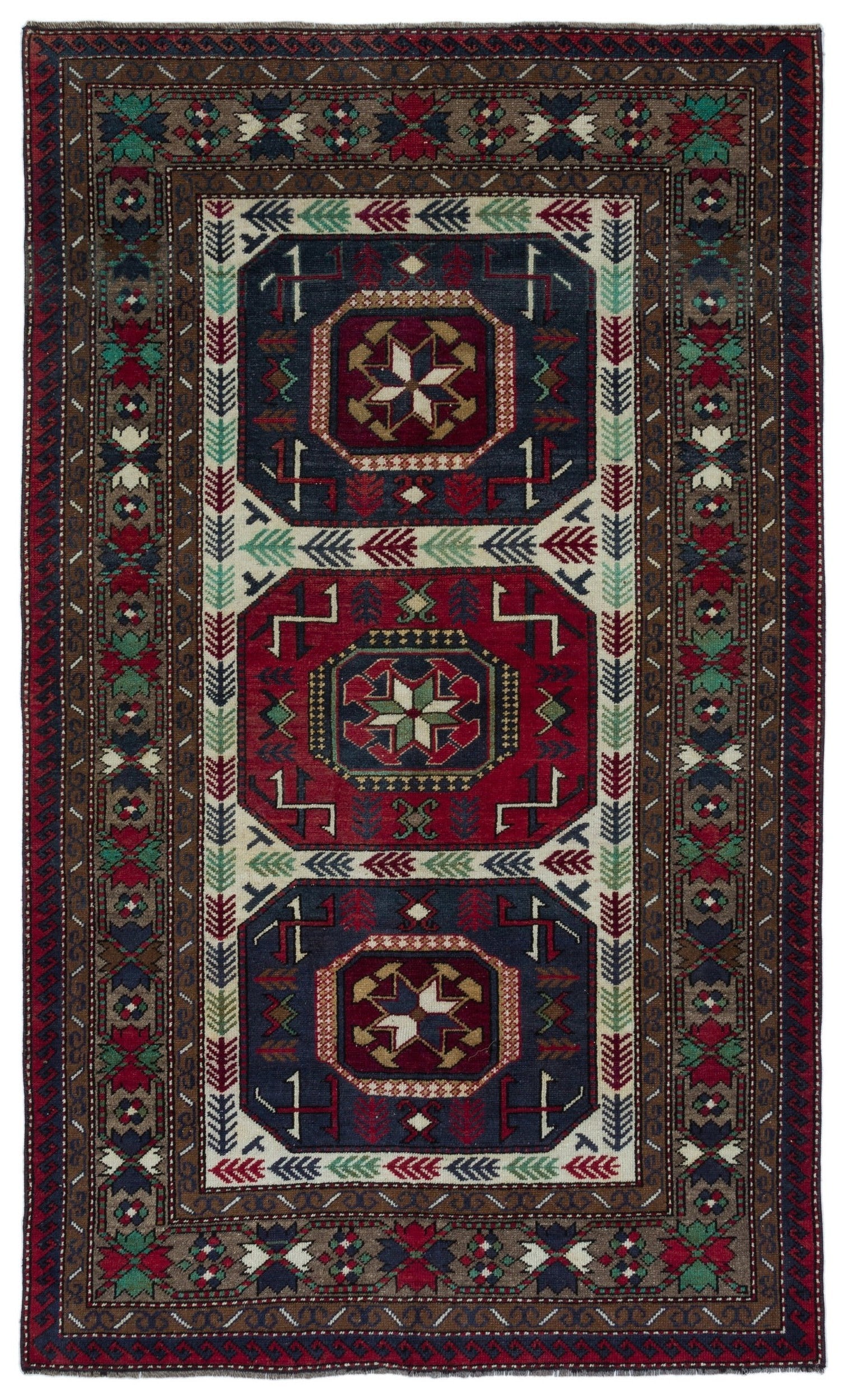 Natural Anatolium Turkish Vintage Rug 4'6'' x 7'7'' ft 137 x 230 cm