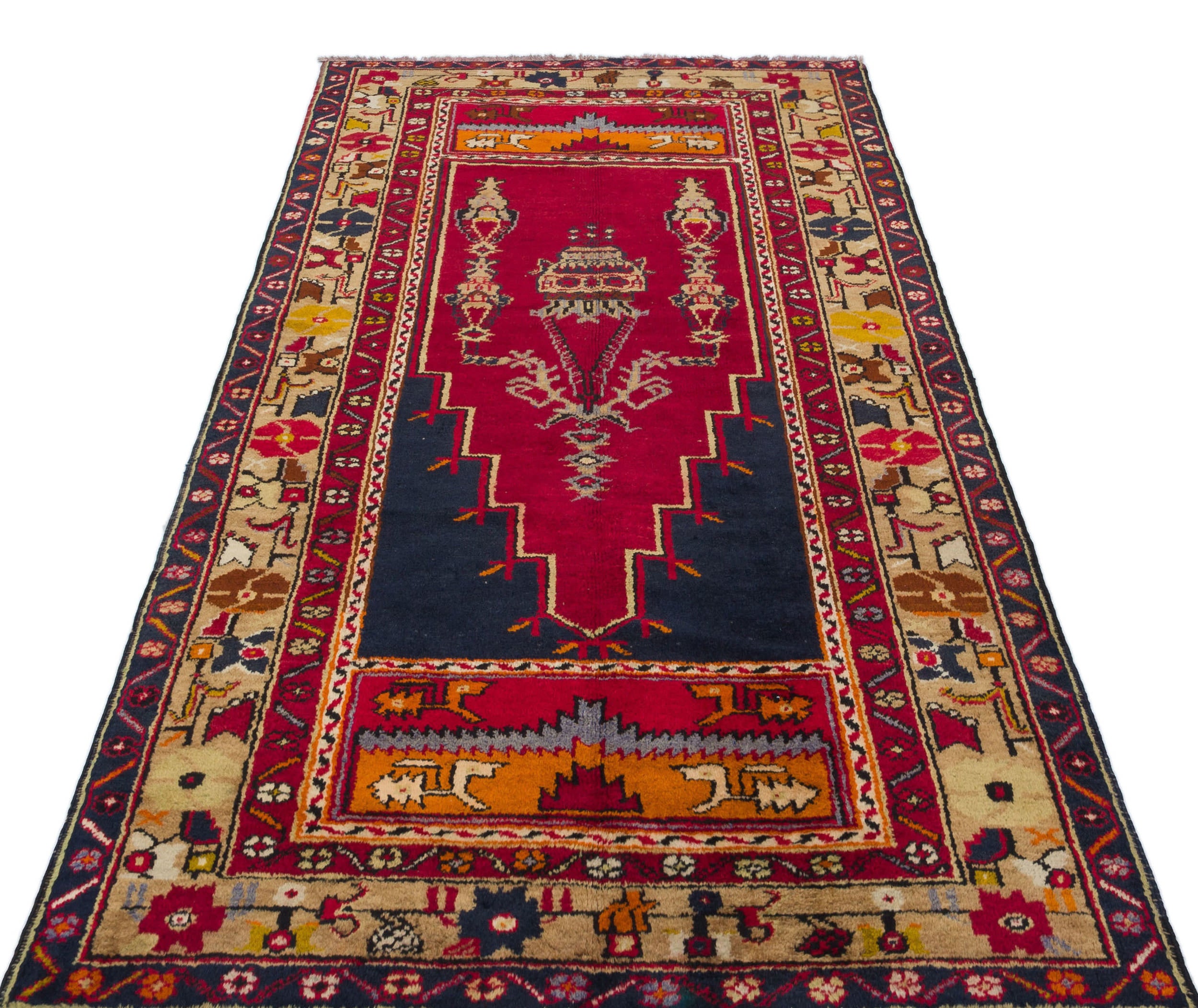 Natural Anatolium Turkish Vintage Rug 3'11'' x 7'8'' ft 120 x 234 cm