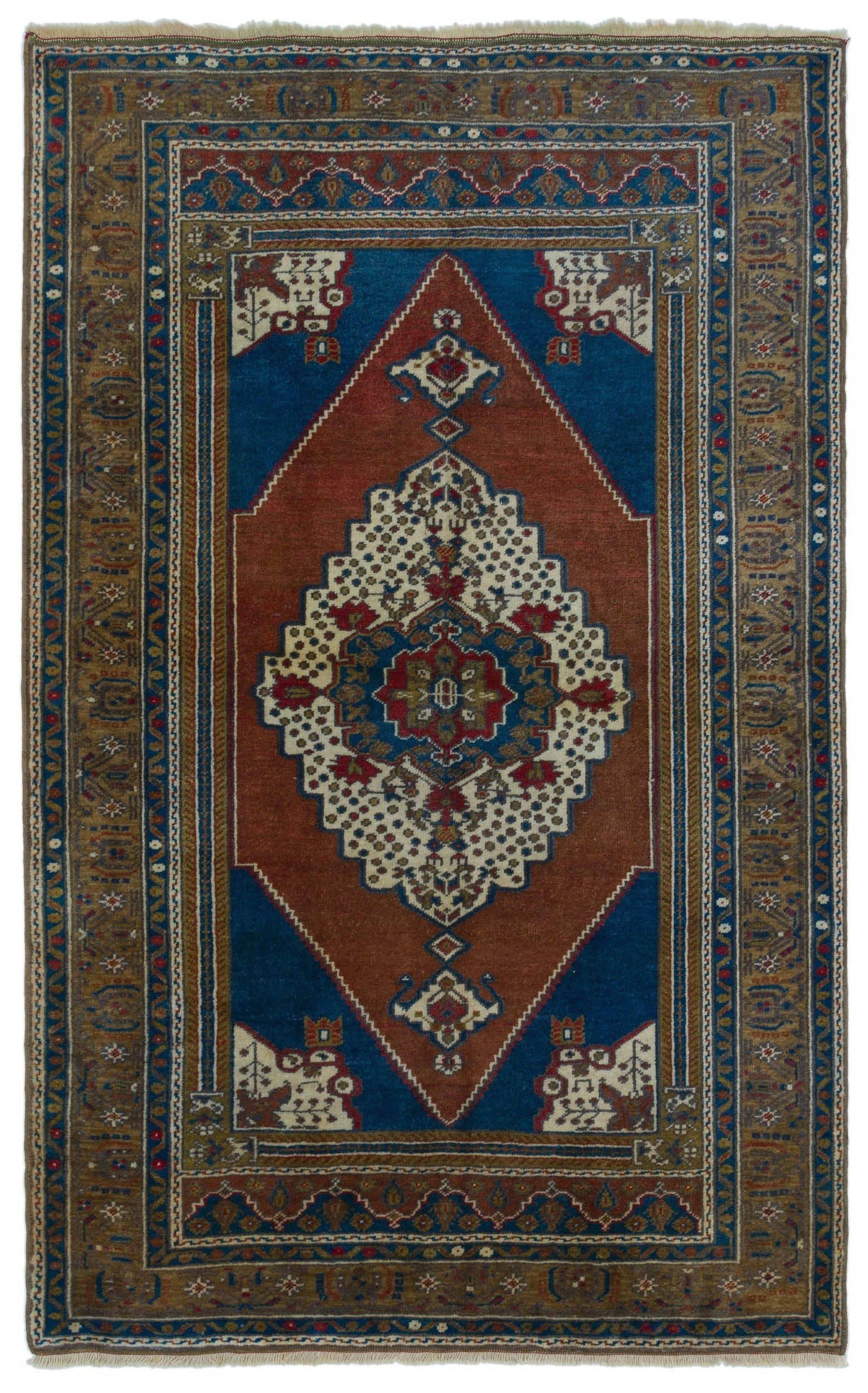Natural Anatolium Turkish Vintage Rug 4'3'' x 6'11'' ft 130 x 212 cm