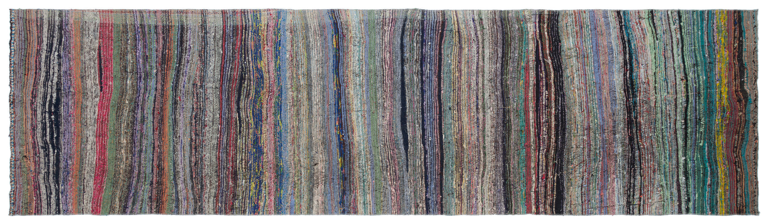 Chaput Over Dyed Kilim Rug 3'6'' x 12'4'' ft 106 x 377 cm