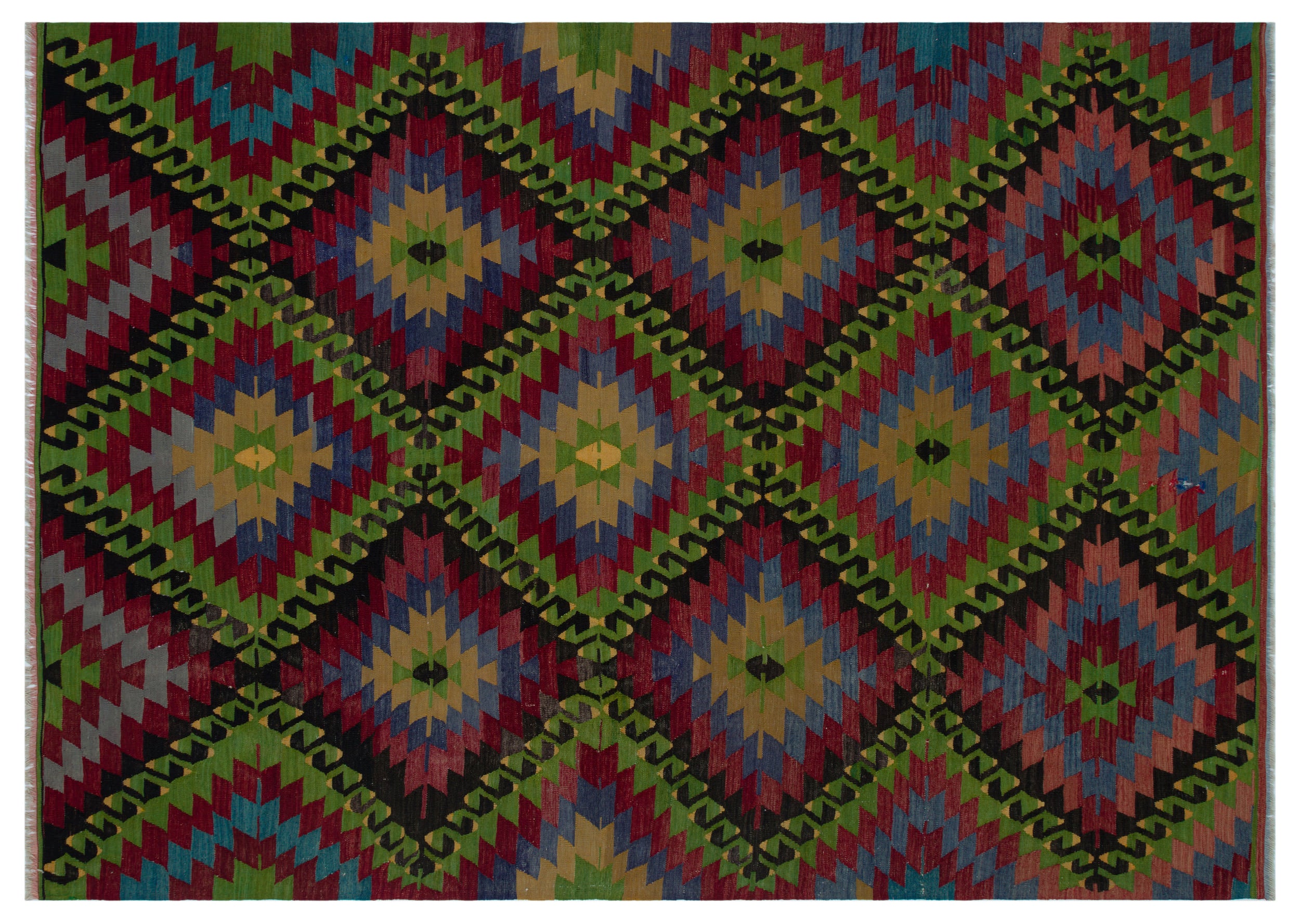 Geometric Over Dyed Kilim Rug 6'3'' x 8'9'' ft 190 x 267 cm