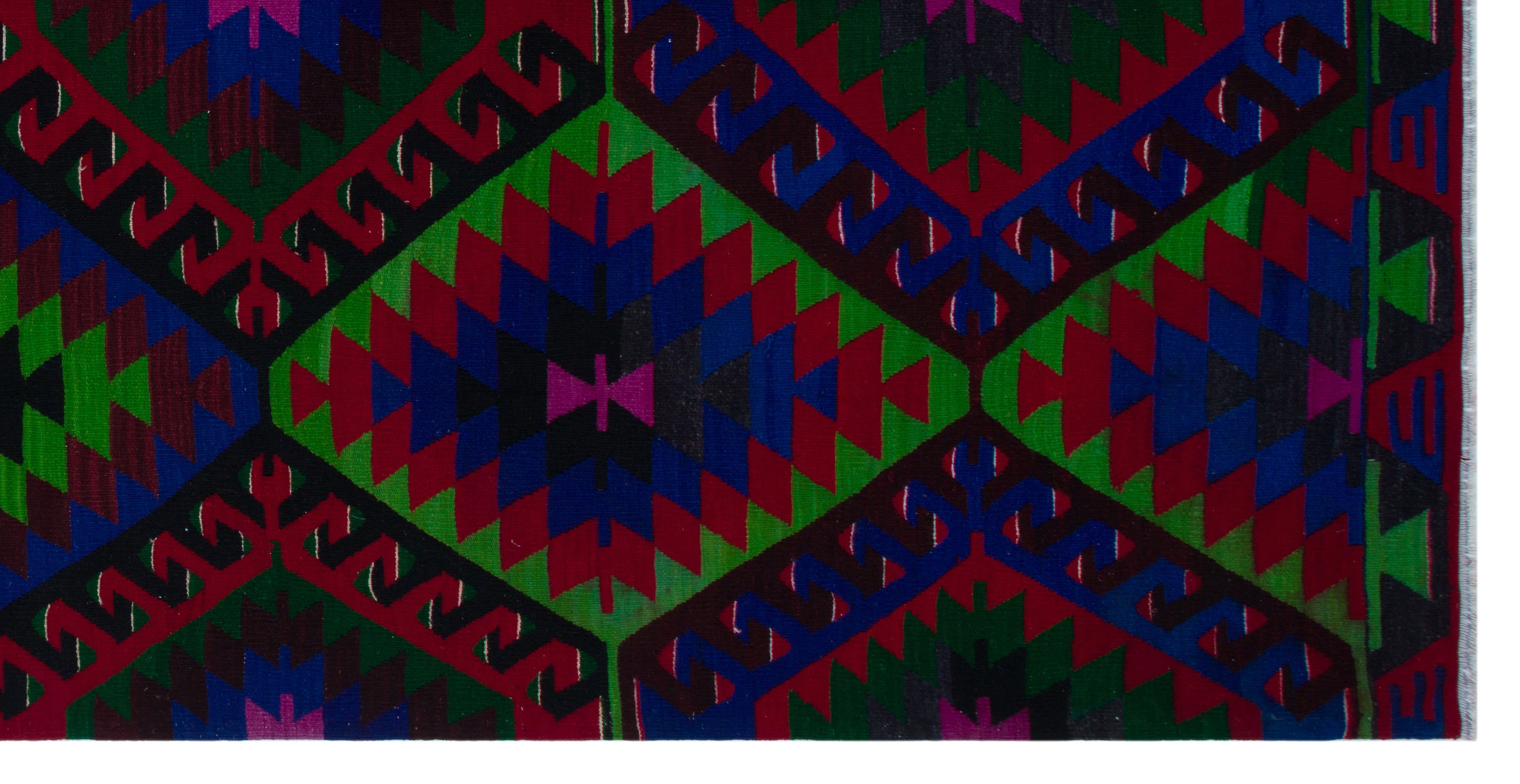 Geometric Over Dyed Kilim Rug 5'9'' x 11'1'' ft 174 x 337 cm