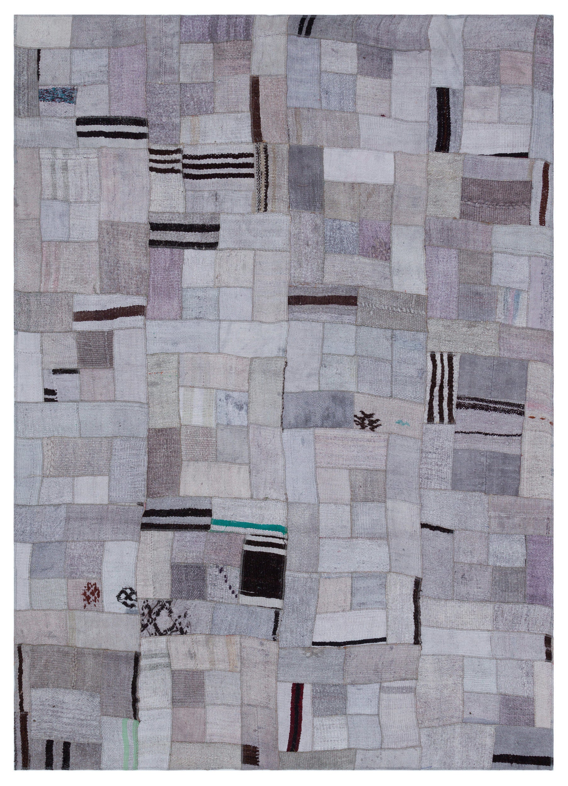 Hemp Over Dyed Kilim Patchwork Unique Rug 5'7'' x 7'9'' ft 170 x 237 cm