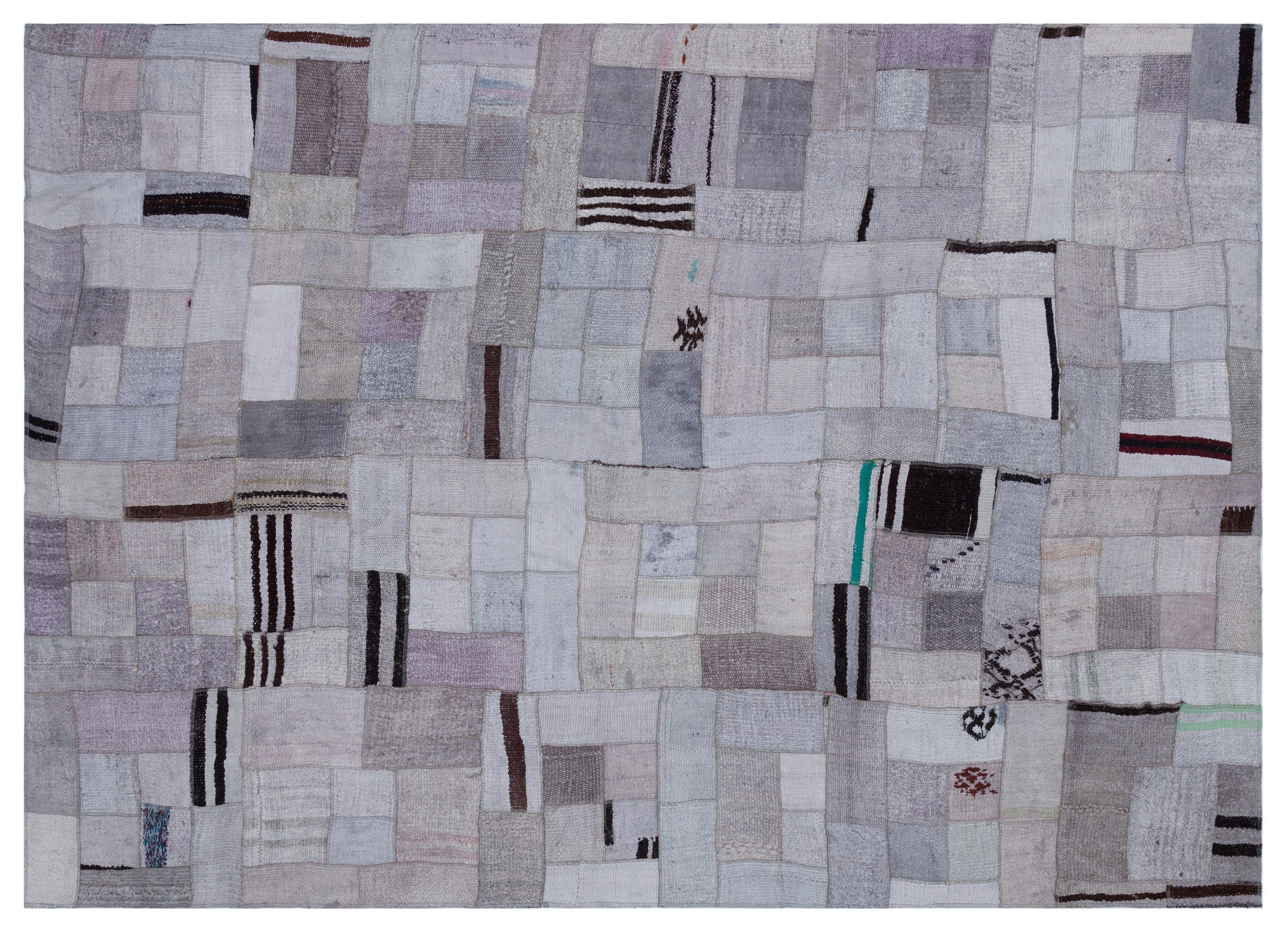 Hemp Over Dyed Kilim Patchwork Unique Rug 5'7'' x 7'9'' ft 170 x 237 cm