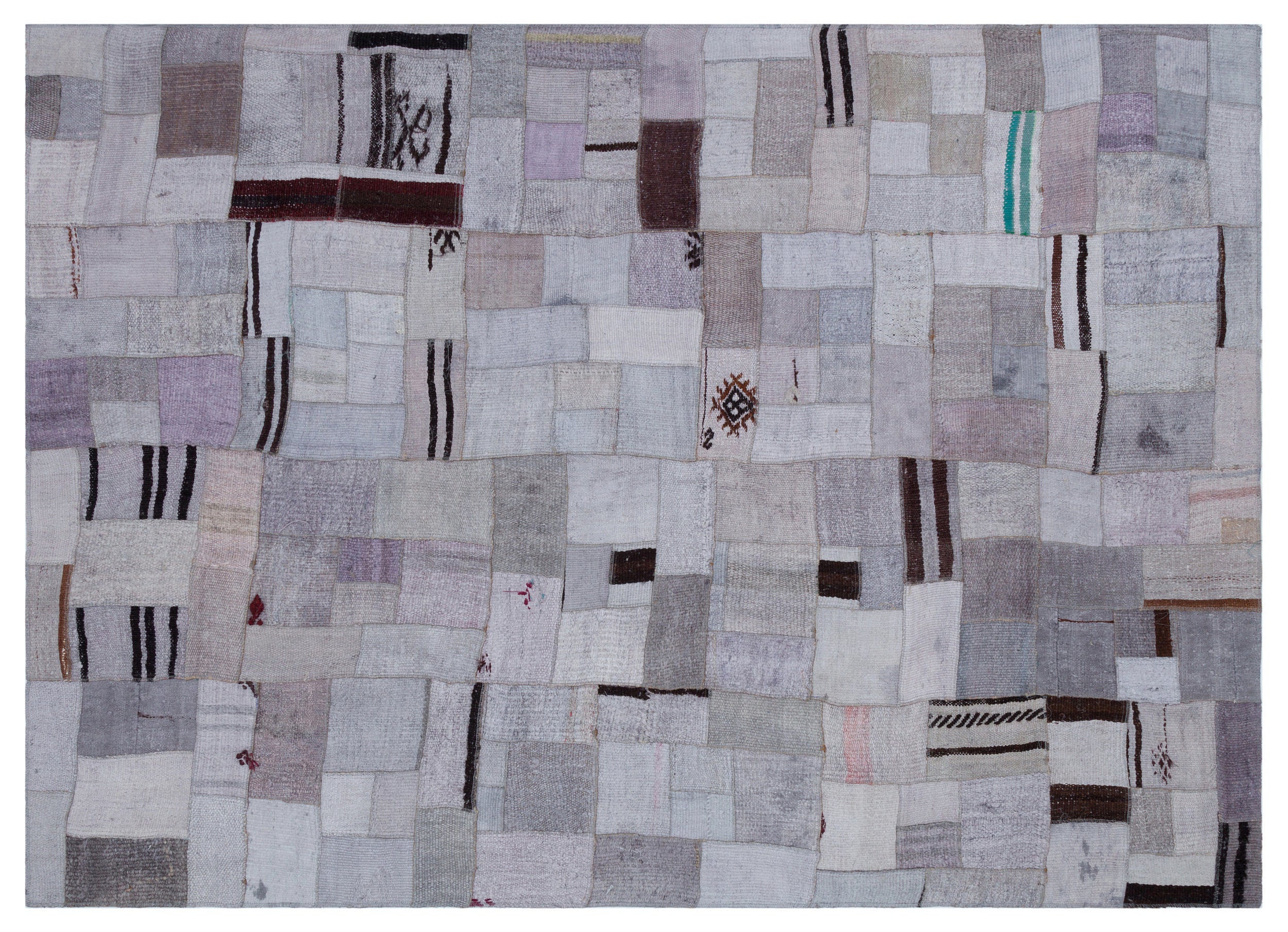 Hemp Over Dyed Kilim Patchwork Unique Rug 5'7'' x 7'9'' ft 170 x 237 cm