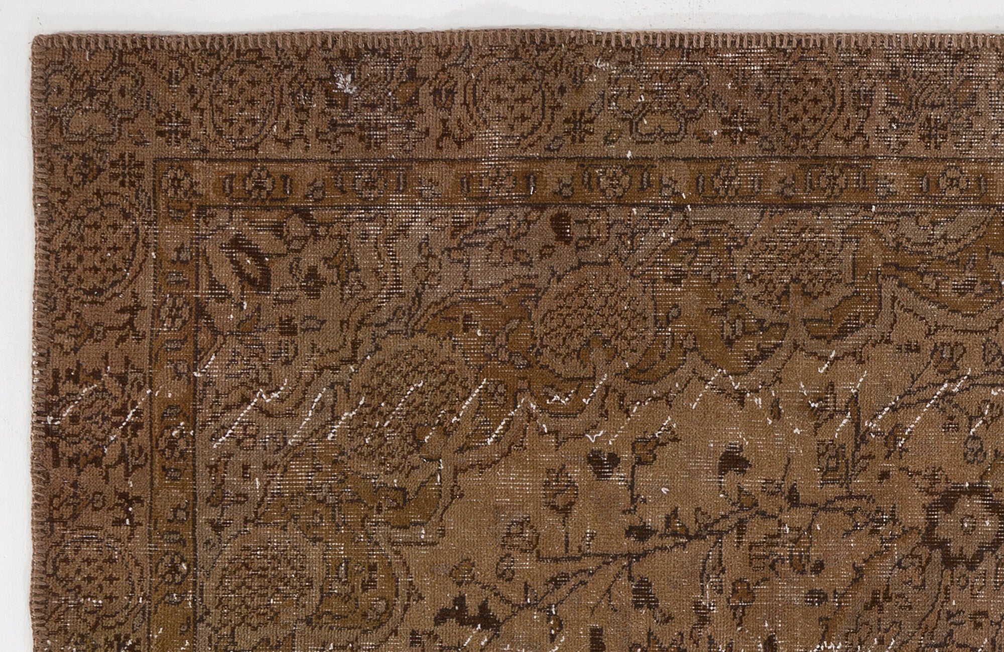 Brown Over Dyed Vintage Rug 4'11'' x 8'4'' ft 150 x 255 cm
