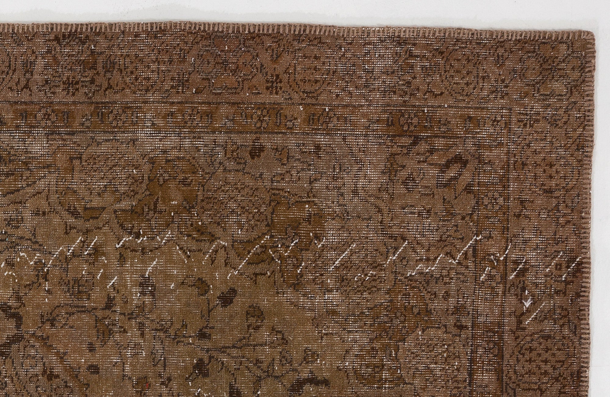 Brown Over Dyed Vintage Rug 4'11'' x 8'4'' ft 150 x 255 cm