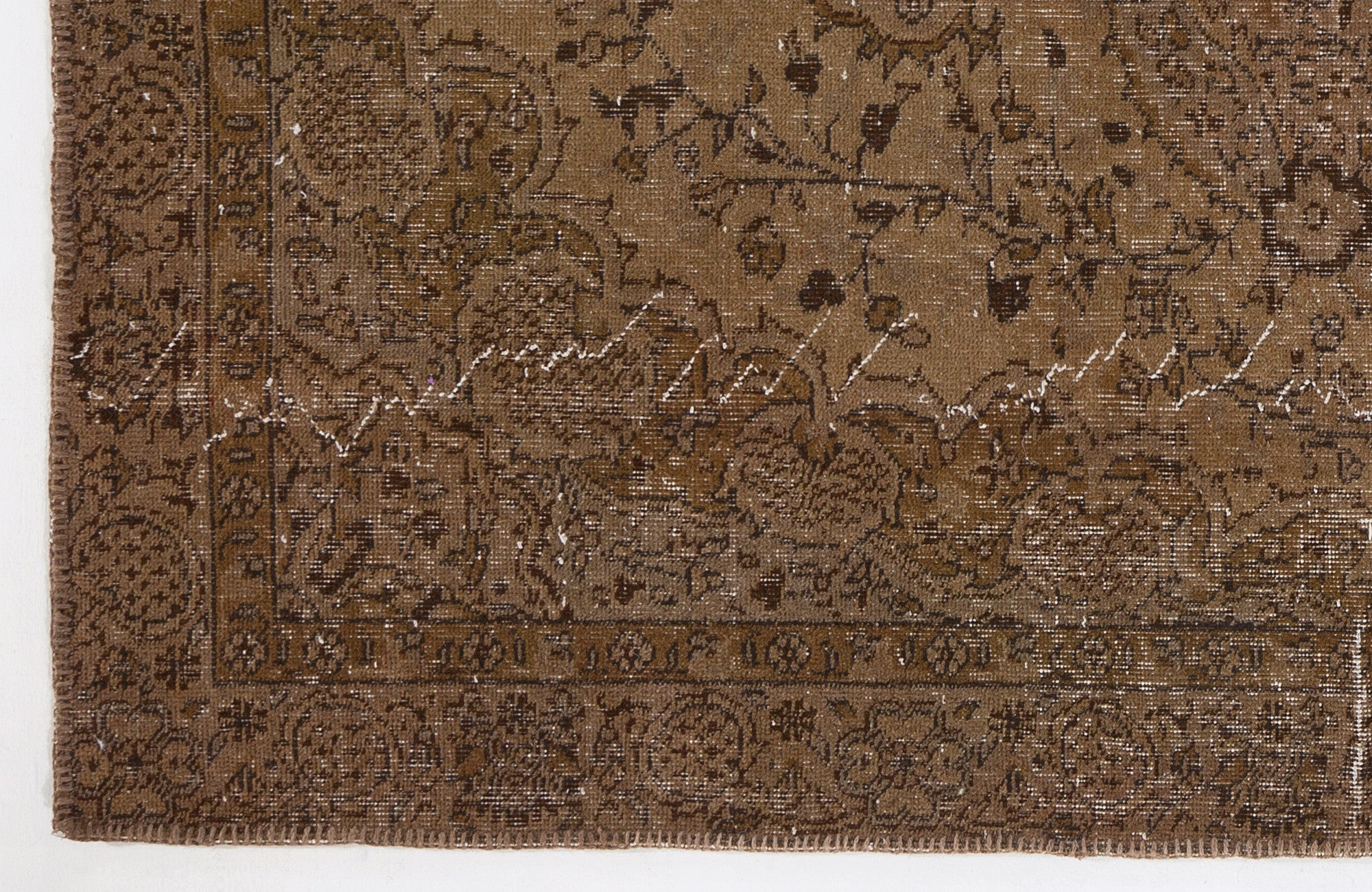 Brown Over Dyed Vintage Rug 4'11'' x 8'4'' ft 150 x 255 cm