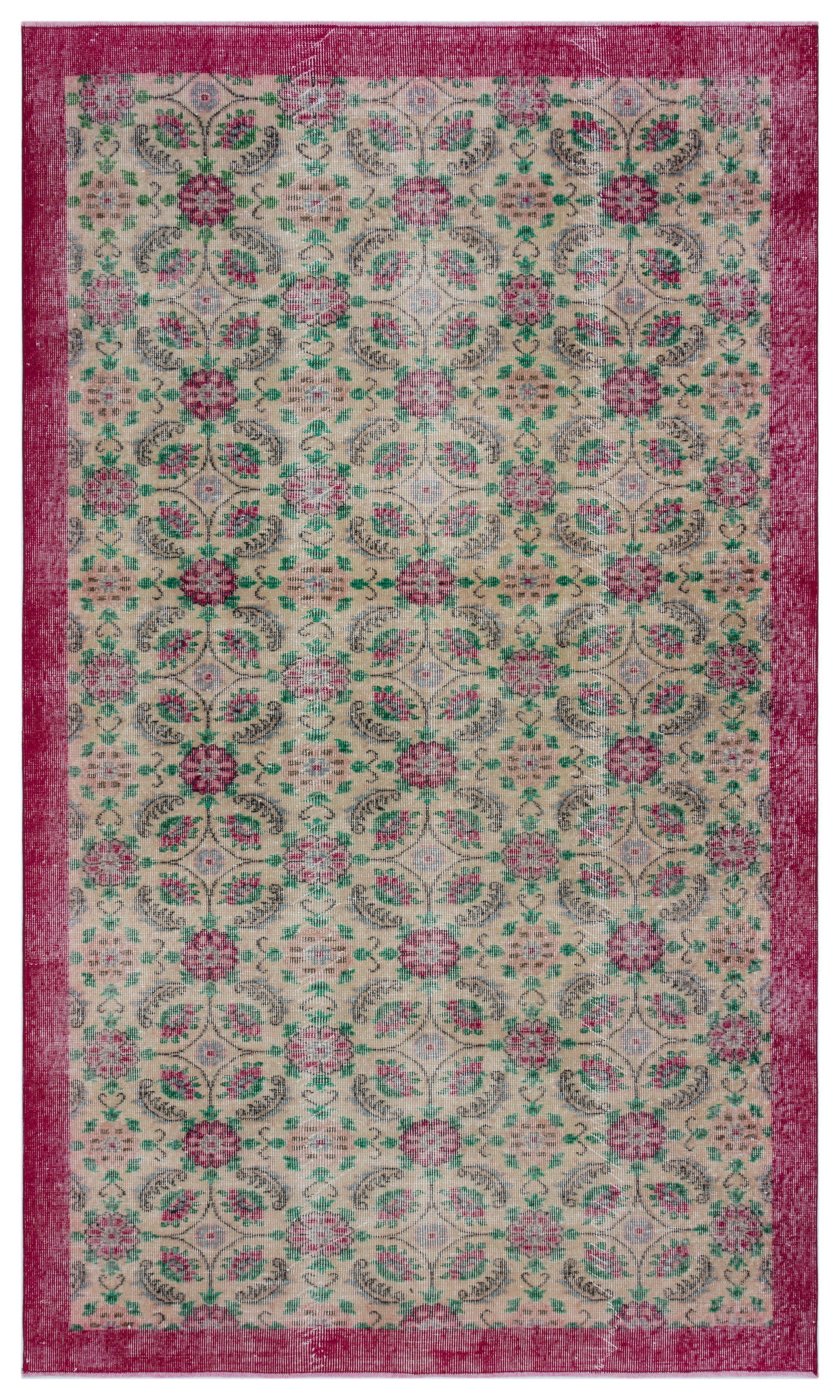 Naturel Over Dyed Vintage Rug 5'7'' x 9'5'' ft 171 x 287 cm