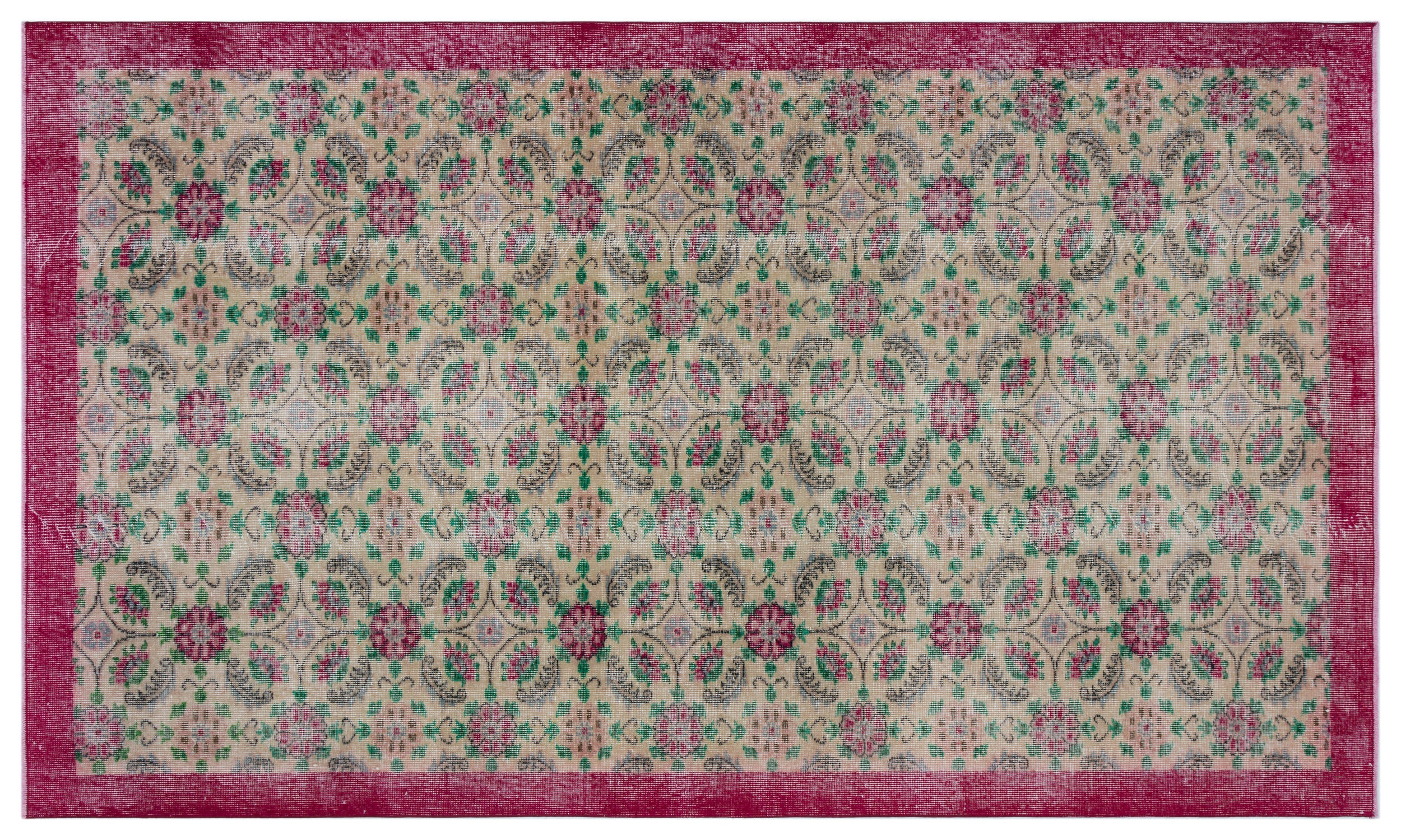 Naturel Over Dyed Vintage Rug 5'7'' x 9'5'' ft 171 x 287 cm