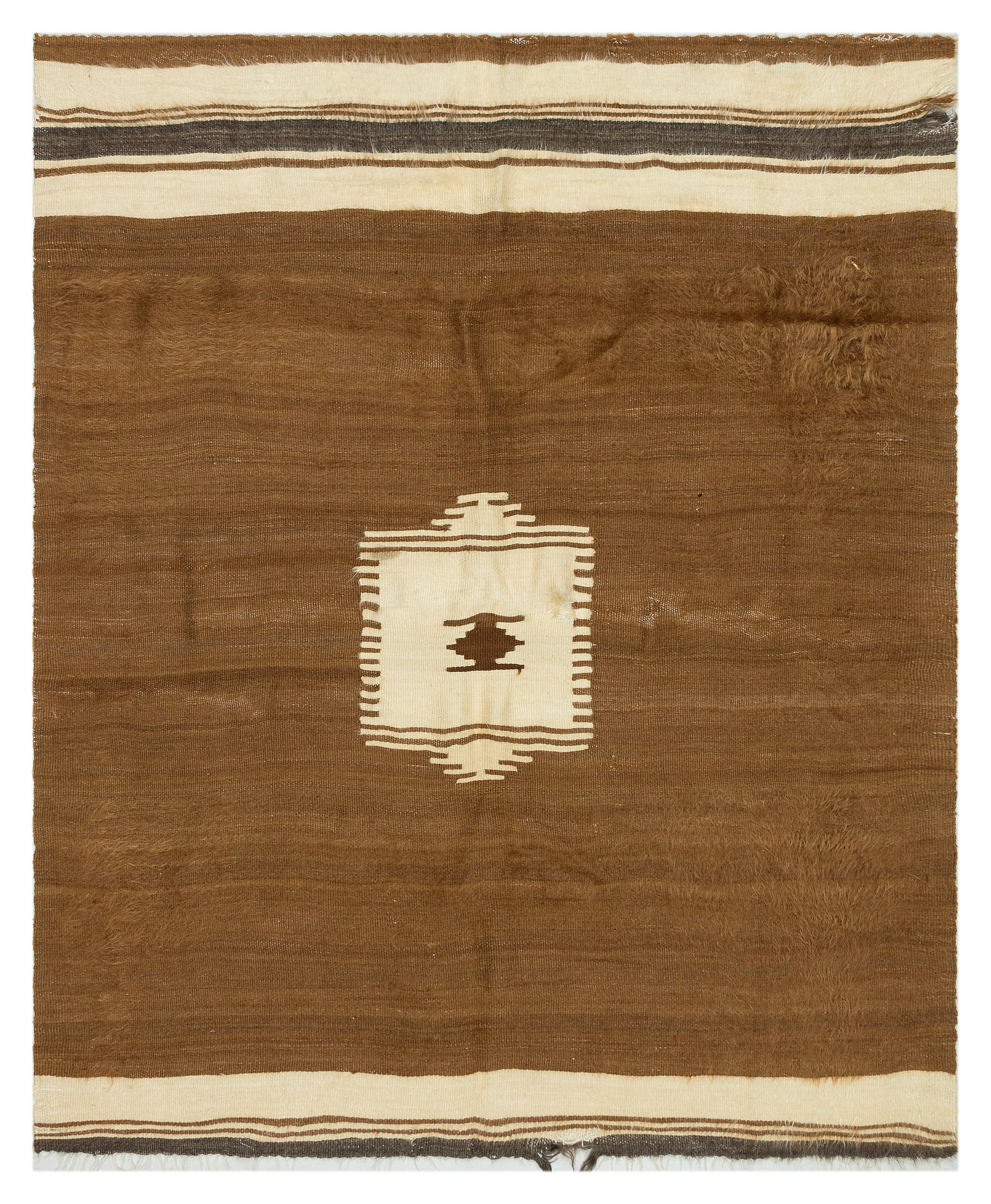 Geometric Over Dyed Kilim Rug 4'2'' x 5'3'' ft 127 x 160 cm