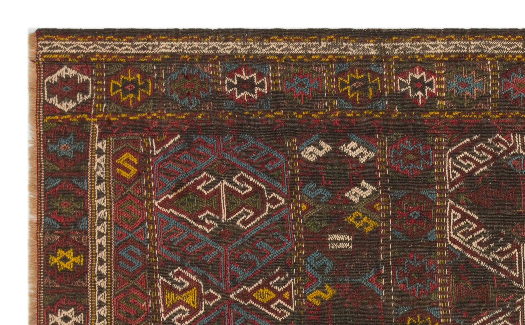 Geometric Over Dyed Kilim Rug 3'4'' x 5'3'' ft 101 x 160 cm