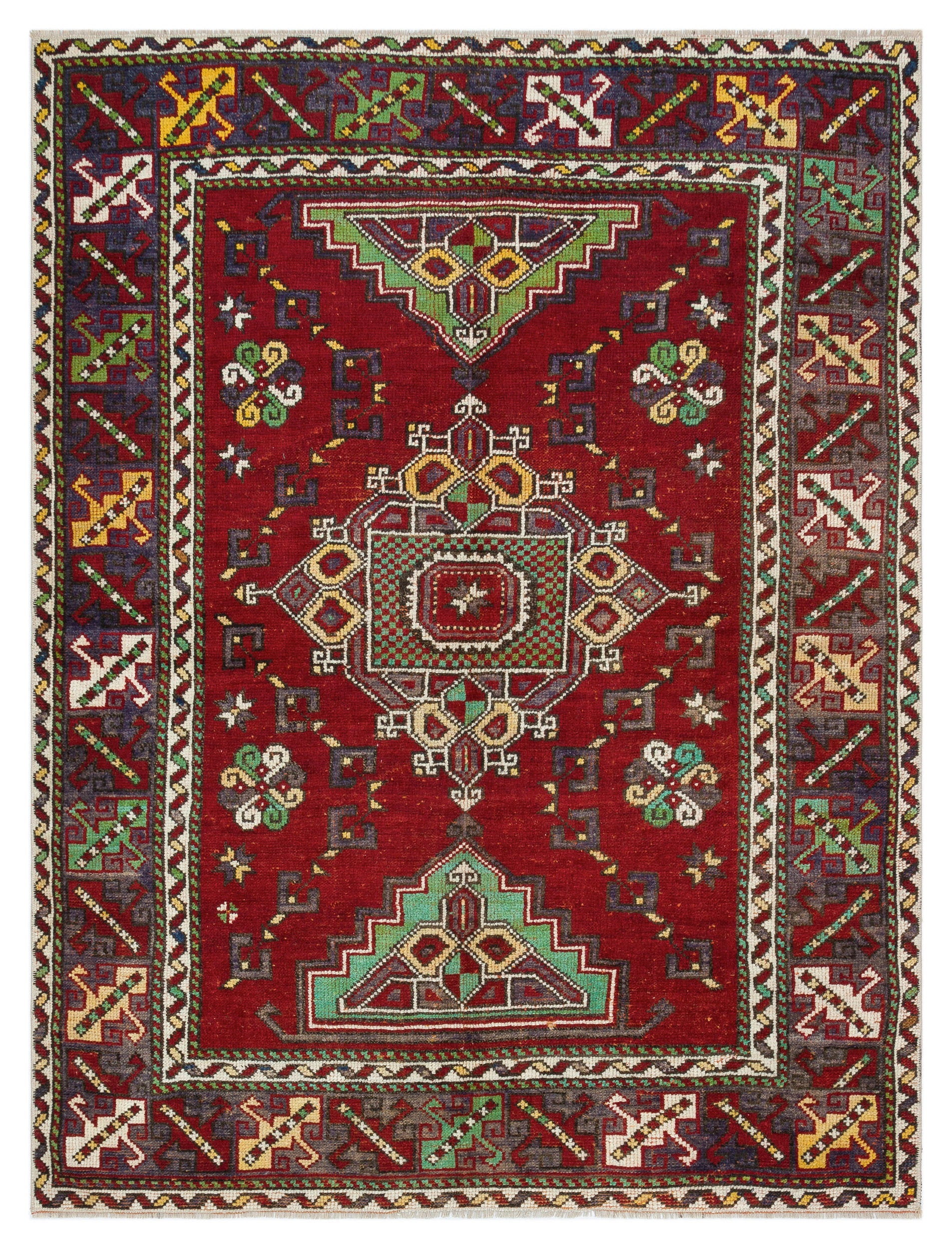 Natural Anatolium Turkish Vintage Rug 4'5'' x 5'10'' ft 135 x 177 cm