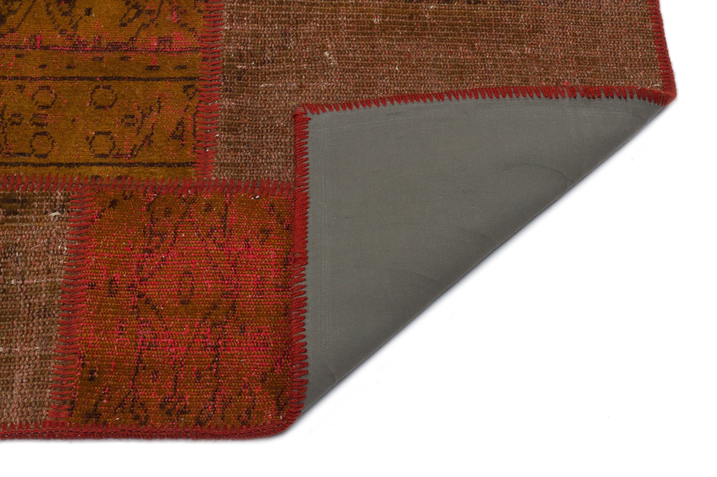 Orange Over Dyed Patchwork Unique Rug 3'11'' x 5'10'' ft 120 x 178 cm