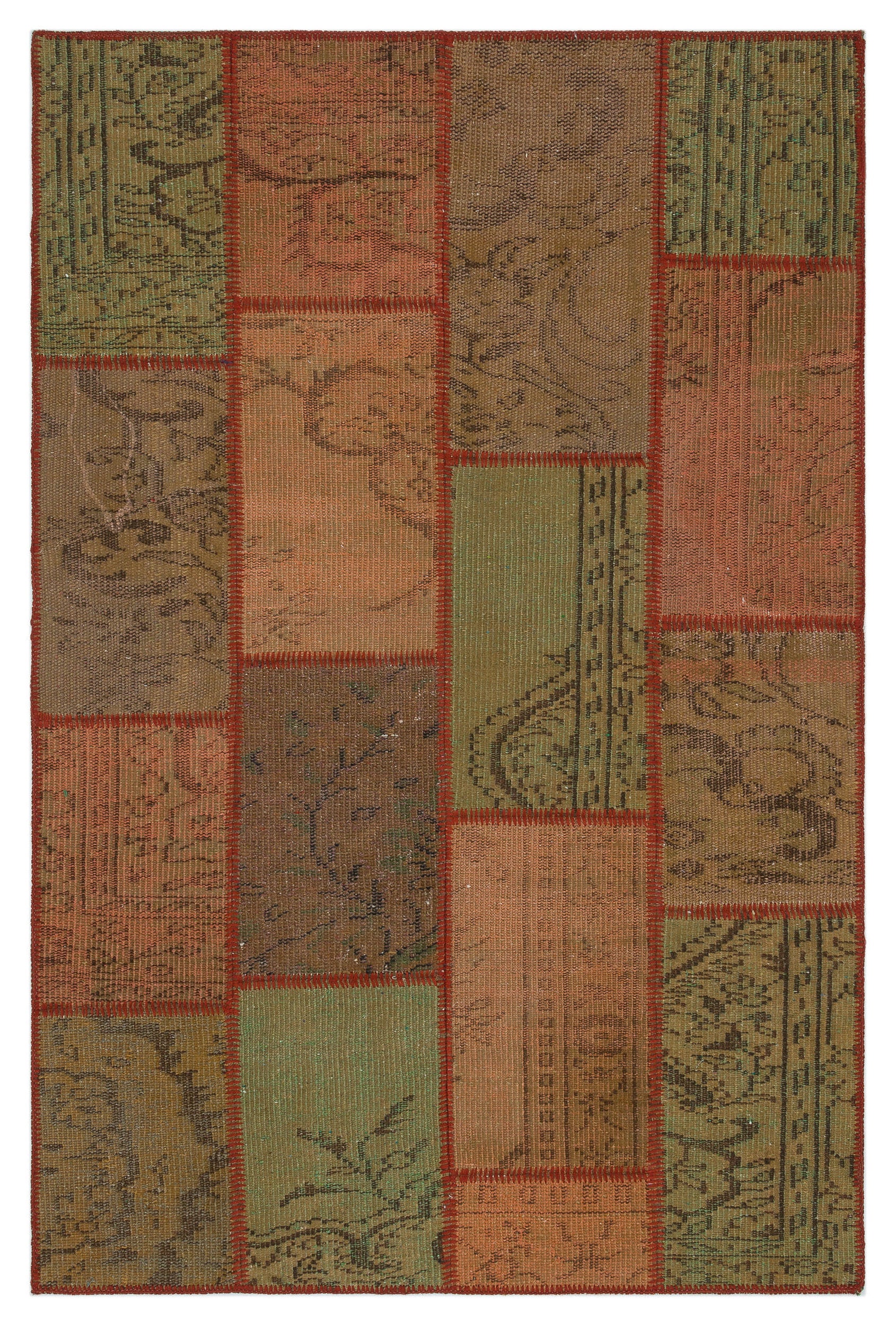 Brown Over Dyed Patchwork Unique Rug 3'11'' x 5'11'' ft 120 x 181 cm