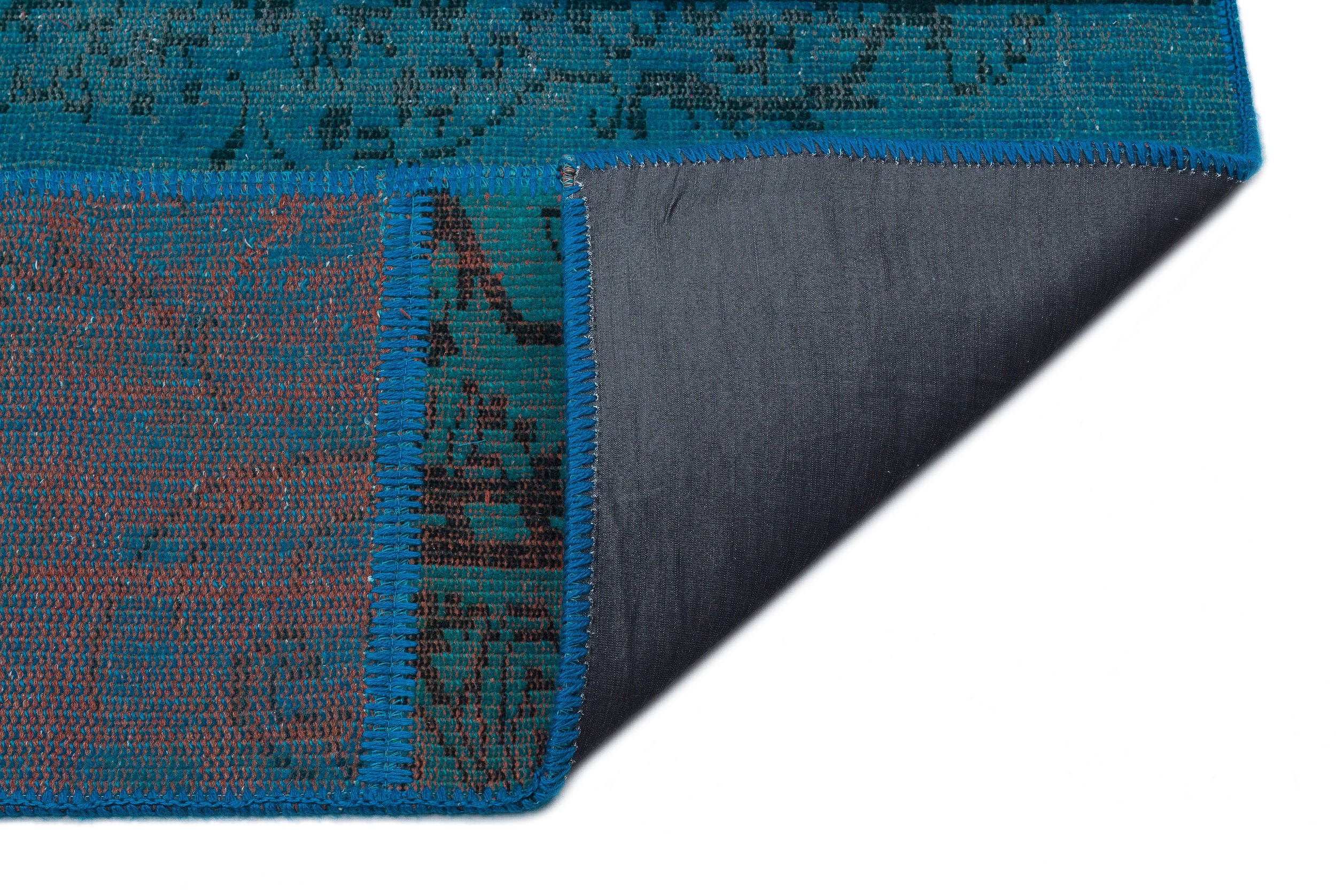 Turquoise  Over Dyed Patchwork Unique Rug 5'3'' x 7'7'' ft 160 x 230 cm