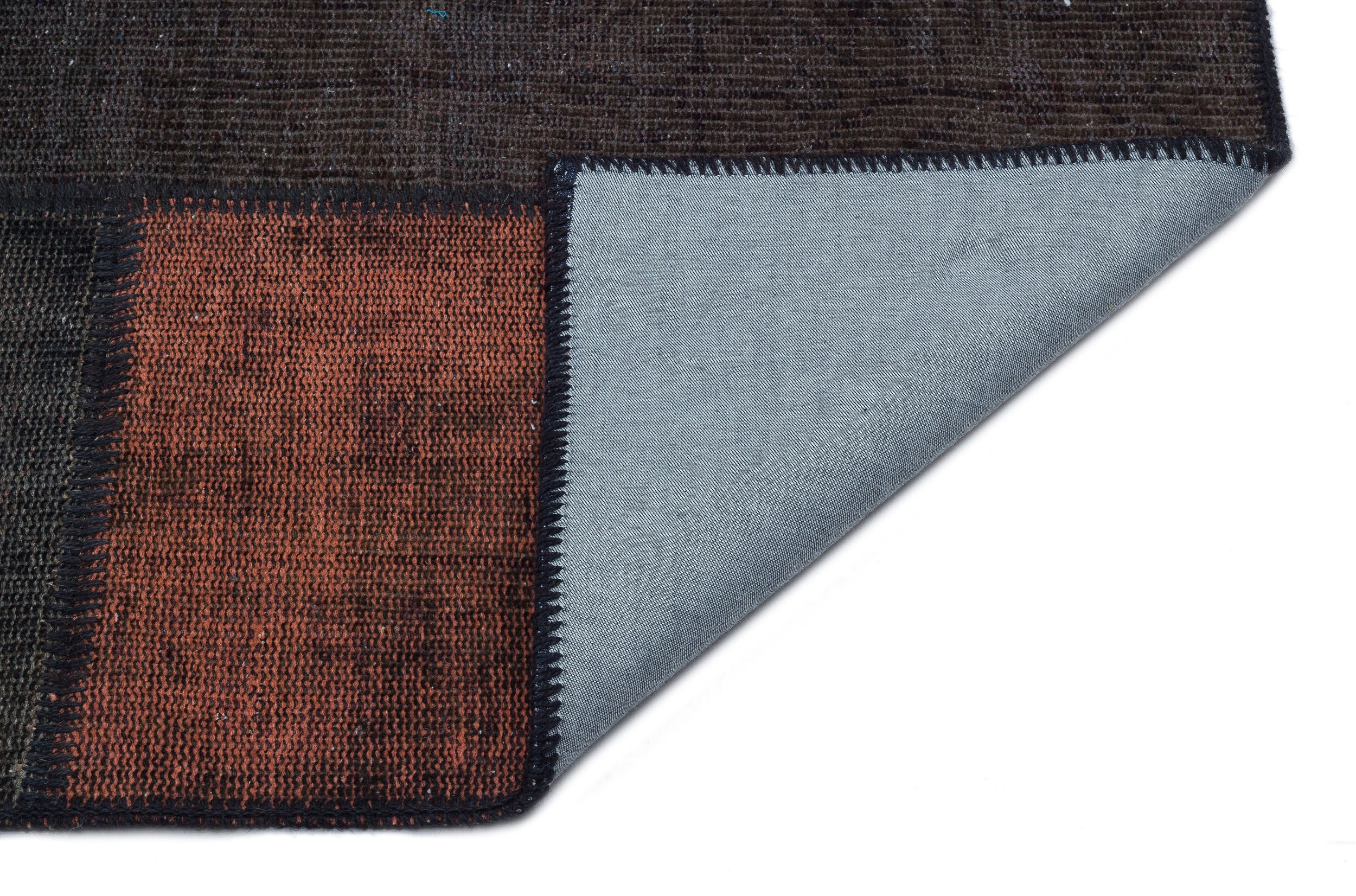 Black Over Dyed Patchwork Unique Rug 5'3'' x 7'7'' ft 160 x 230 cm