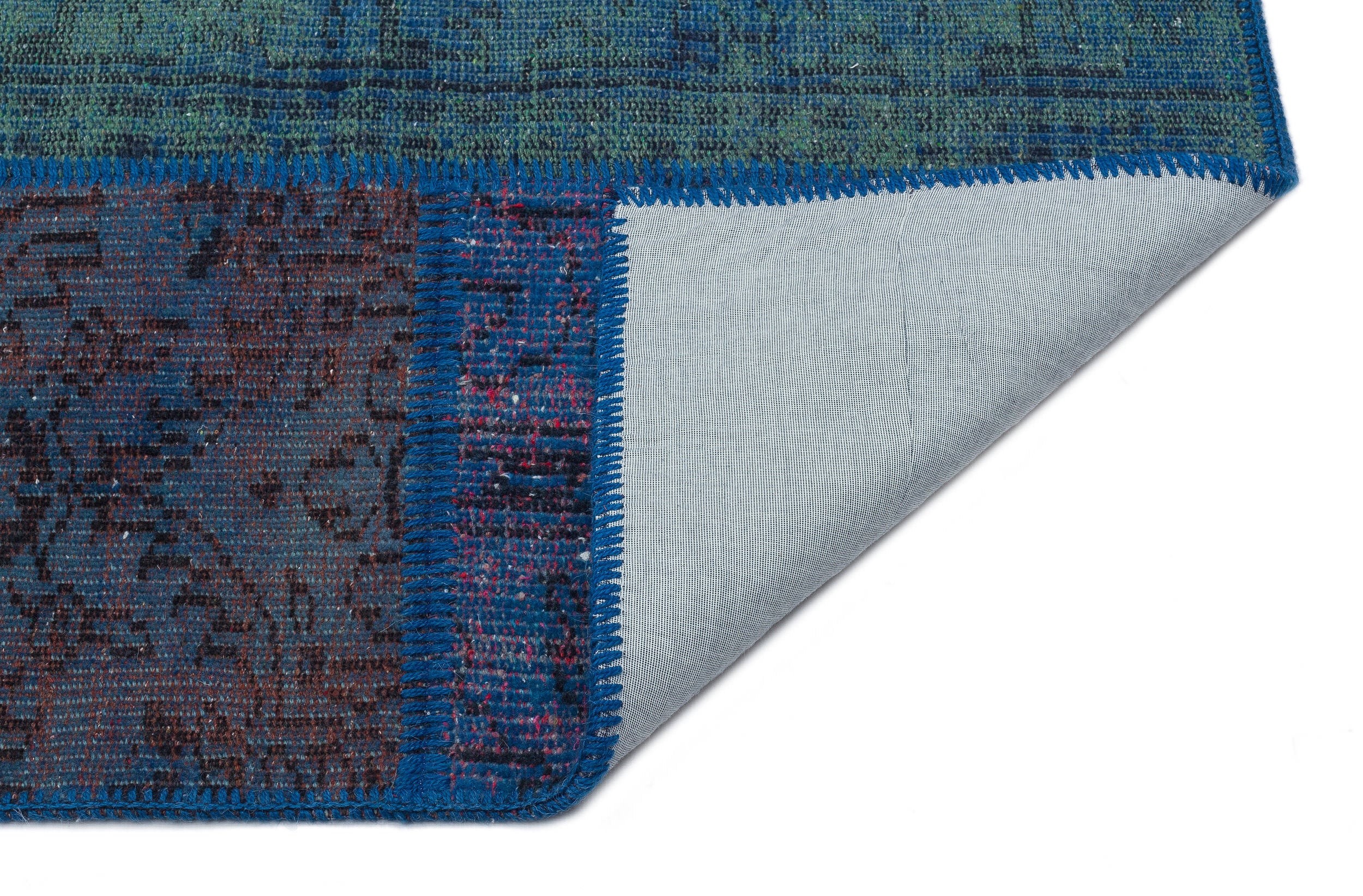 Turquoise  Over Dyed Patchwork Unique Rug 5'3'' x 7'7'' ft 160 x 230 cm