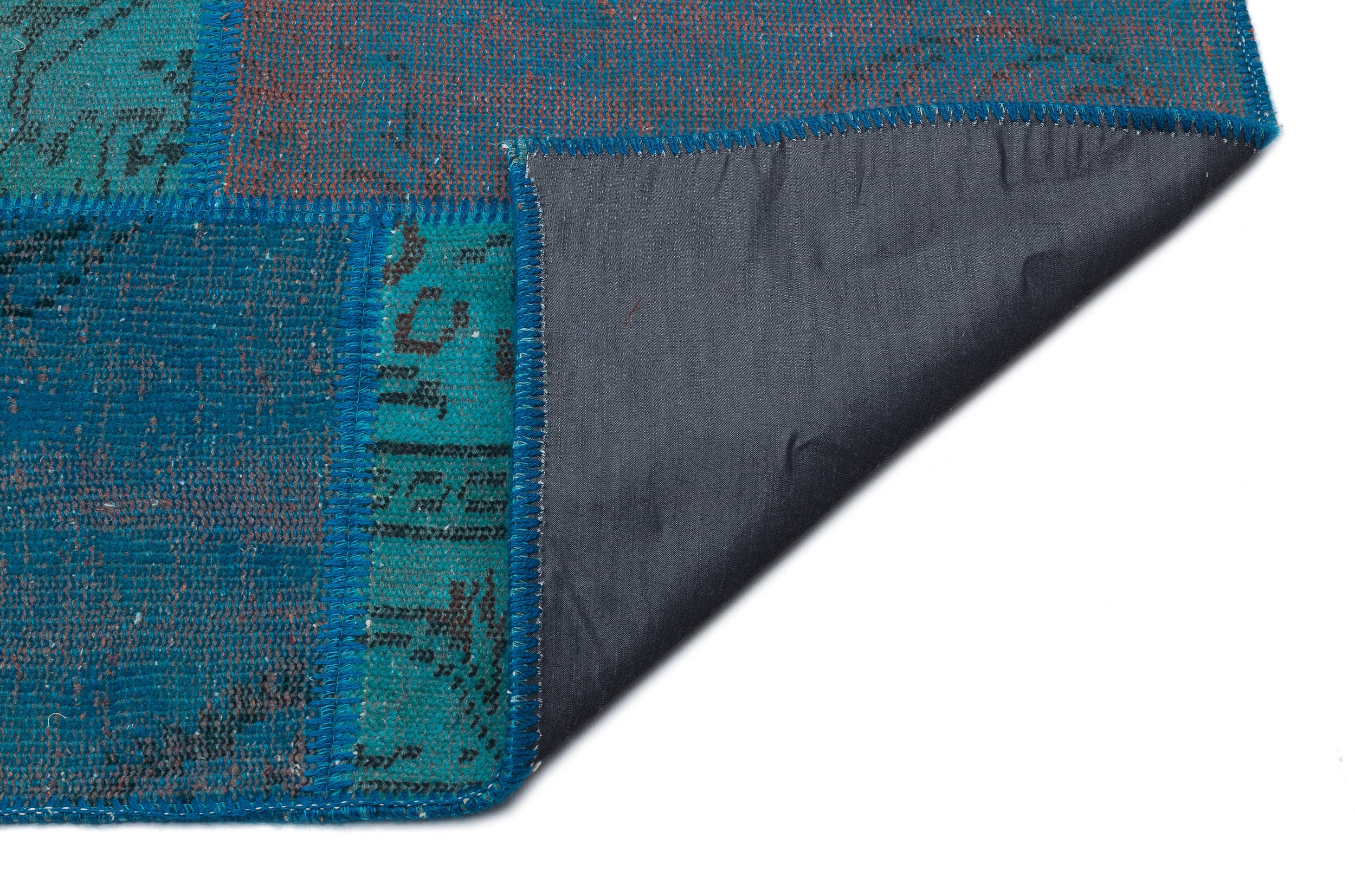 Turquoise  Over Dyed Patchwork Unique Rug 5'3'' x 7'7'' ft 160 x 230 cm