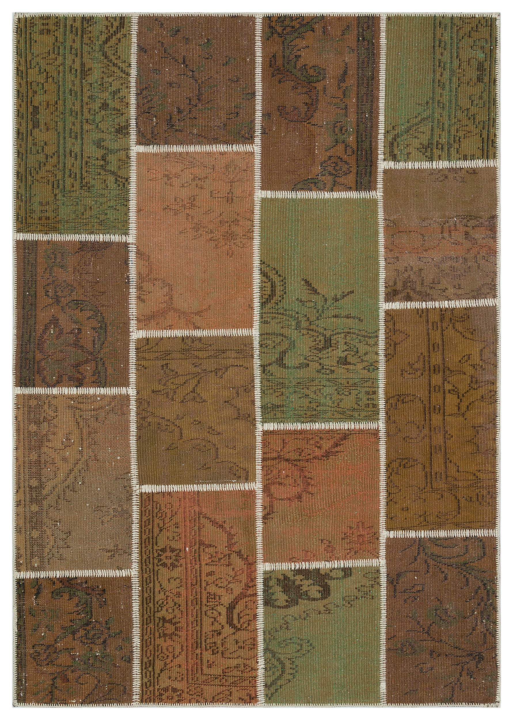 Brown Over Dyed Patchwork Unique Rug 5'3'' x 7'7'' ft 160 x 230 cm