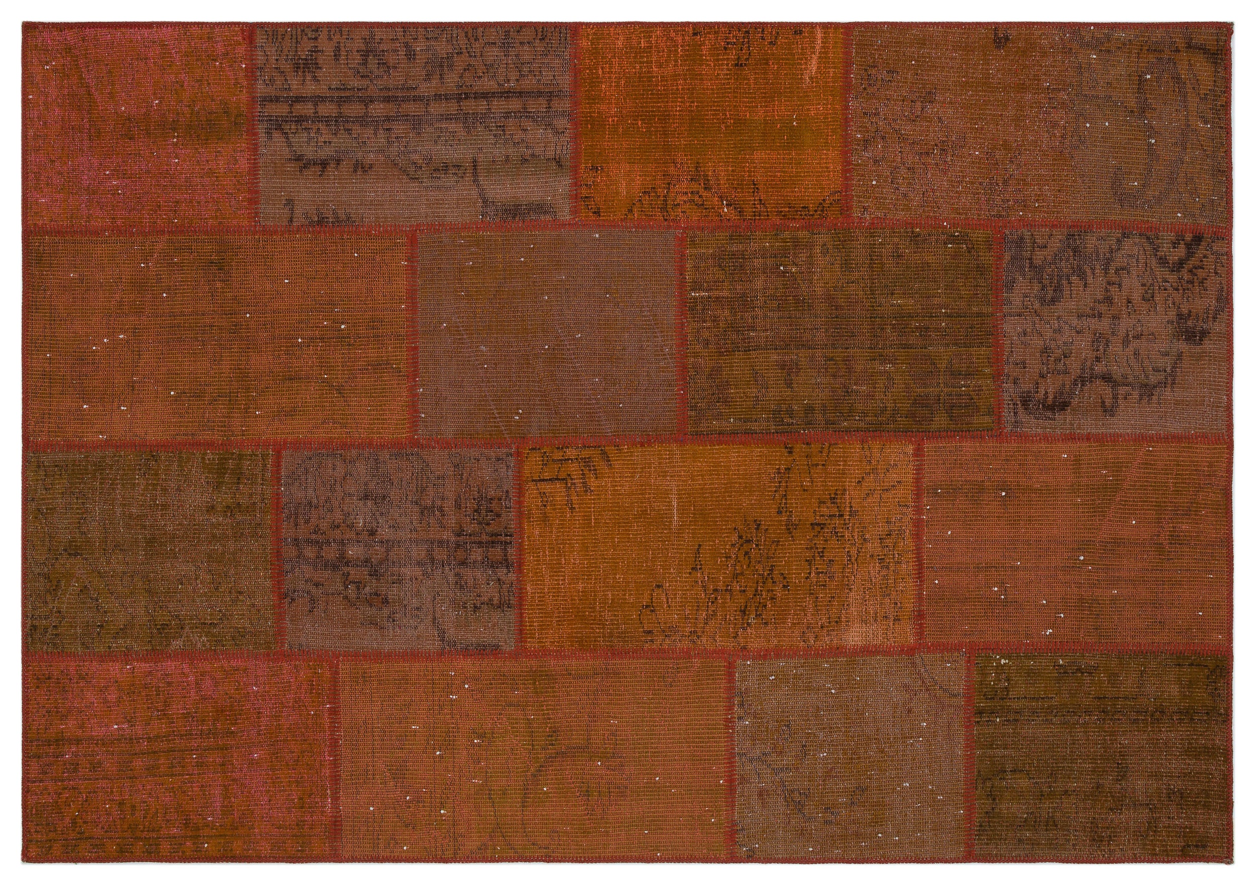 Orange Over Dyed Patchwork Unique Rug 5'3'' x 7'7'' ft 160 x 230 cm