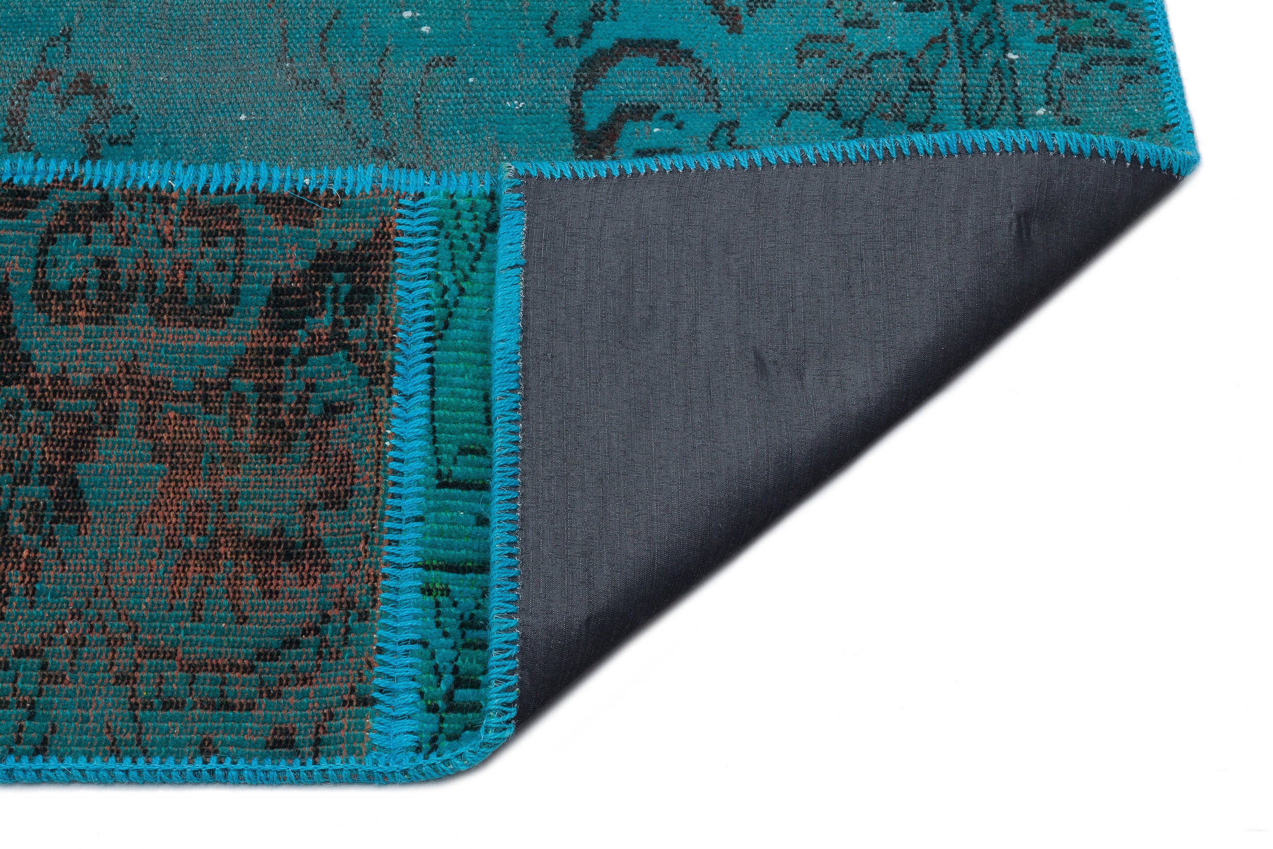 Turquoise  Over Dyed Patchwork Unique Rug 5'3'' x 7'7'' ft 160 x 230 cm