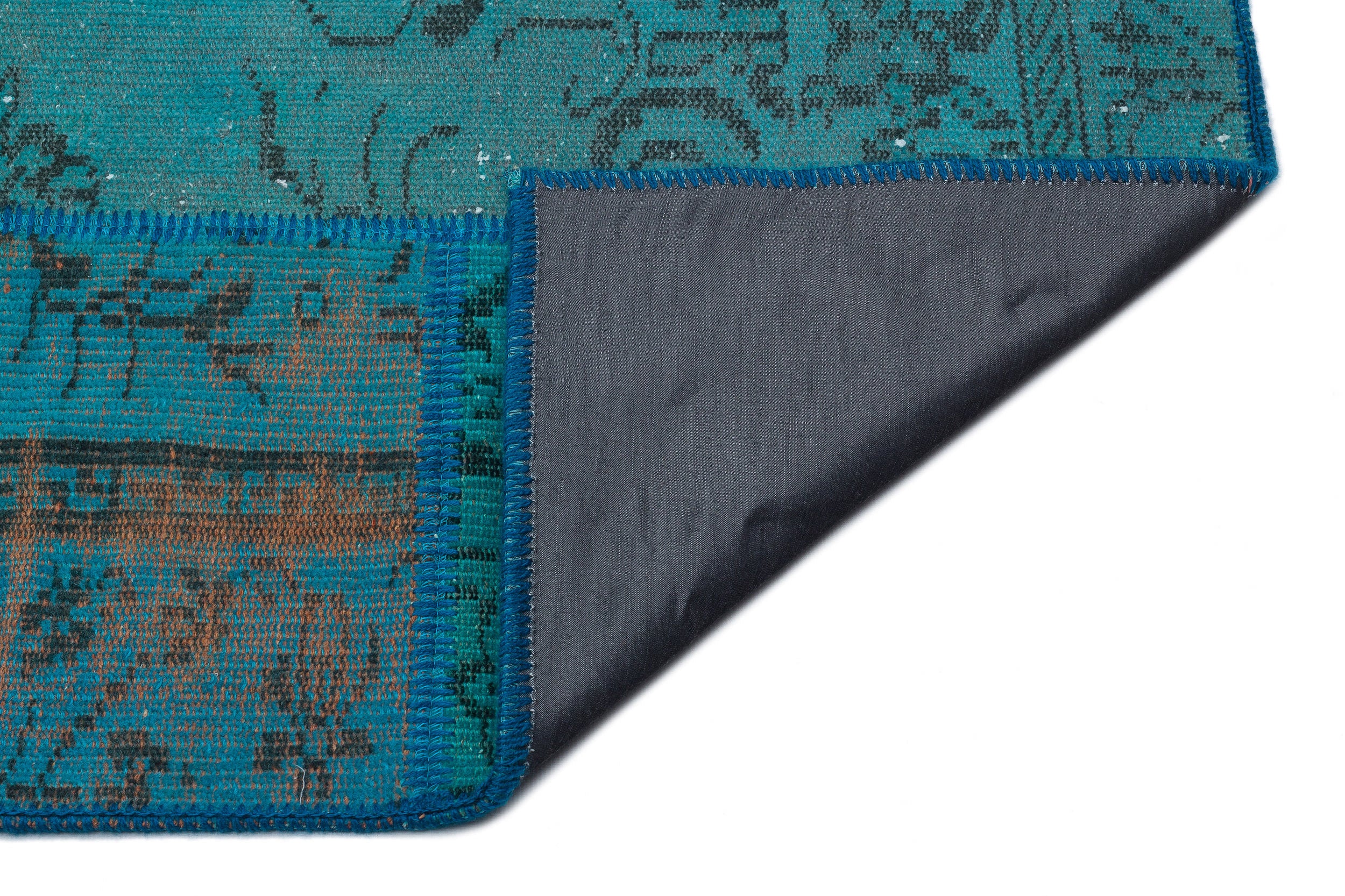 Turquoise  Over Dyed Patchwork Unique Rug 5'3'' x 7'7'' ft 160 x 230 cm