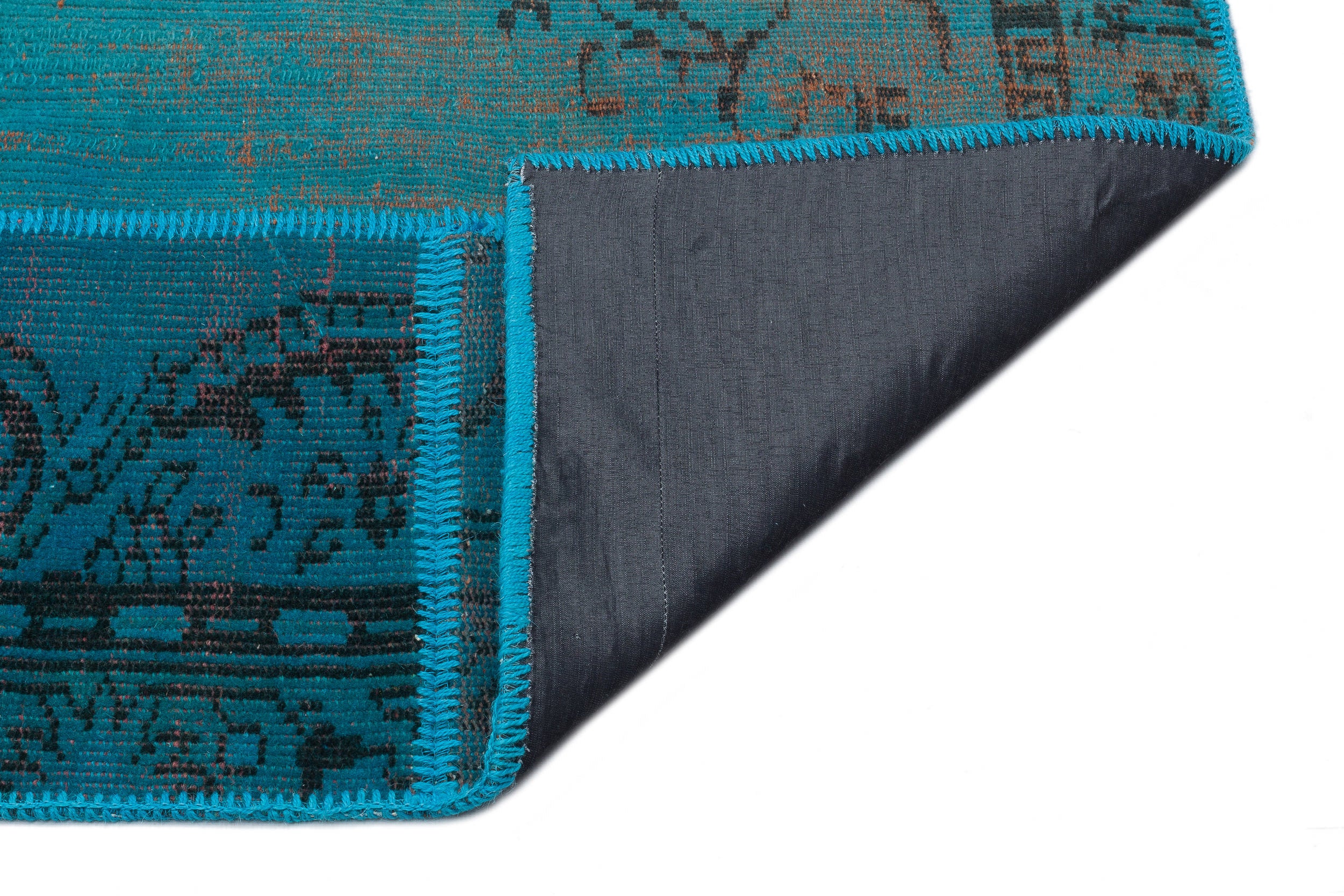 Turquoise  Over Dyed Patchwork Unique Rug 5'3'' x 7'7'' ft 160 x 230 cm