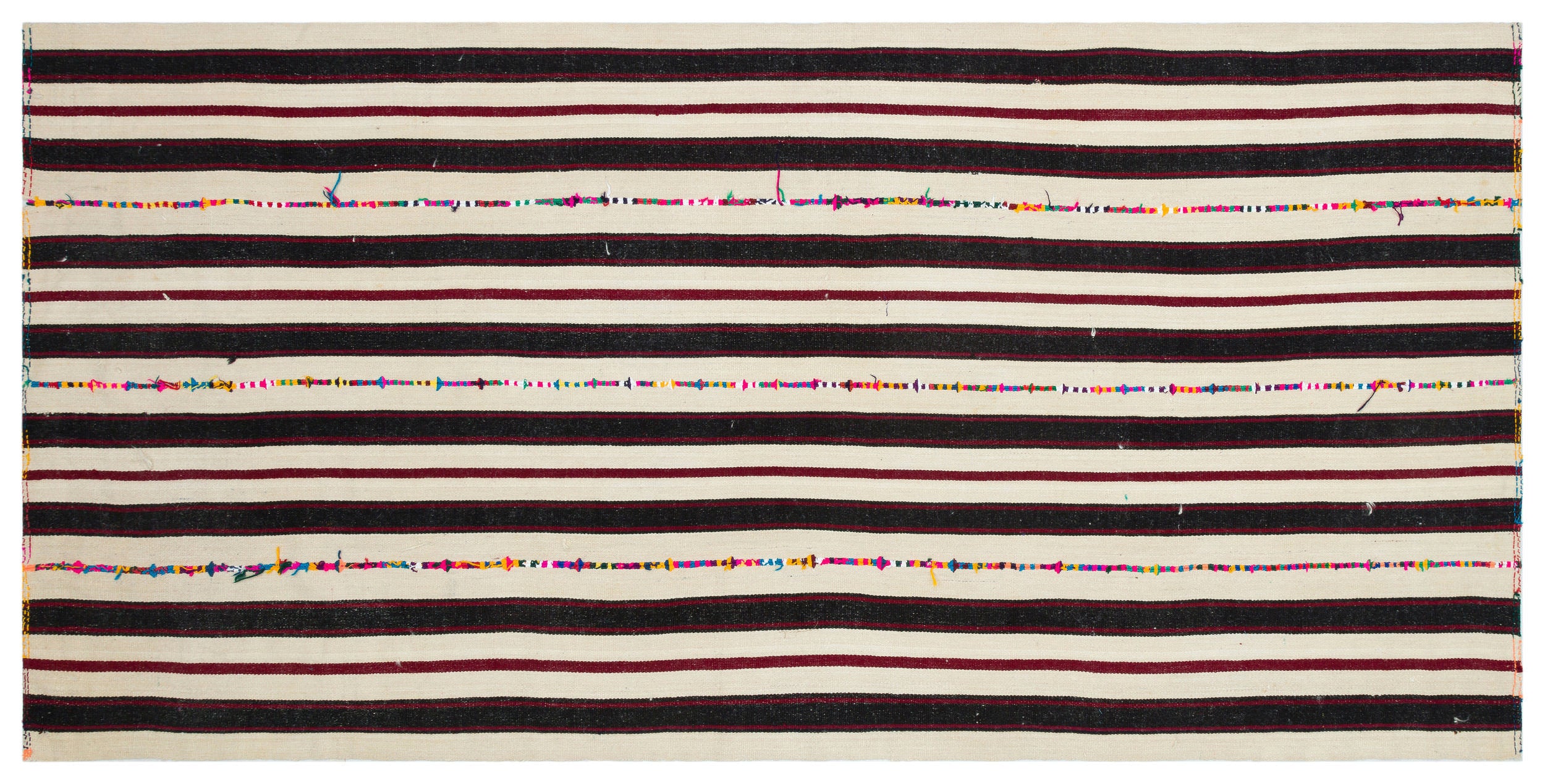 Striped Over Dyed Kilim Rug 4'11'' x 10'1'' ft 150 x 307 cm