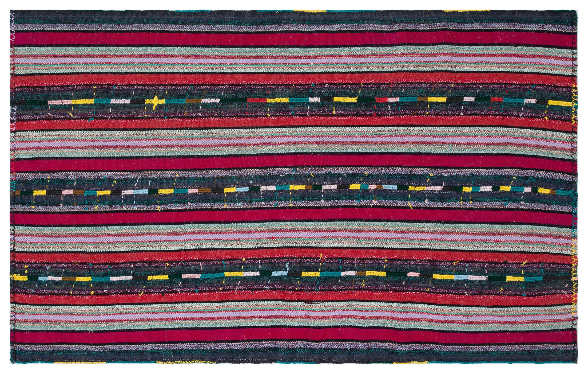 Striped Over Dyed Kilim Rug 5'5'' x 8'8'' ft 166 x 265 cm