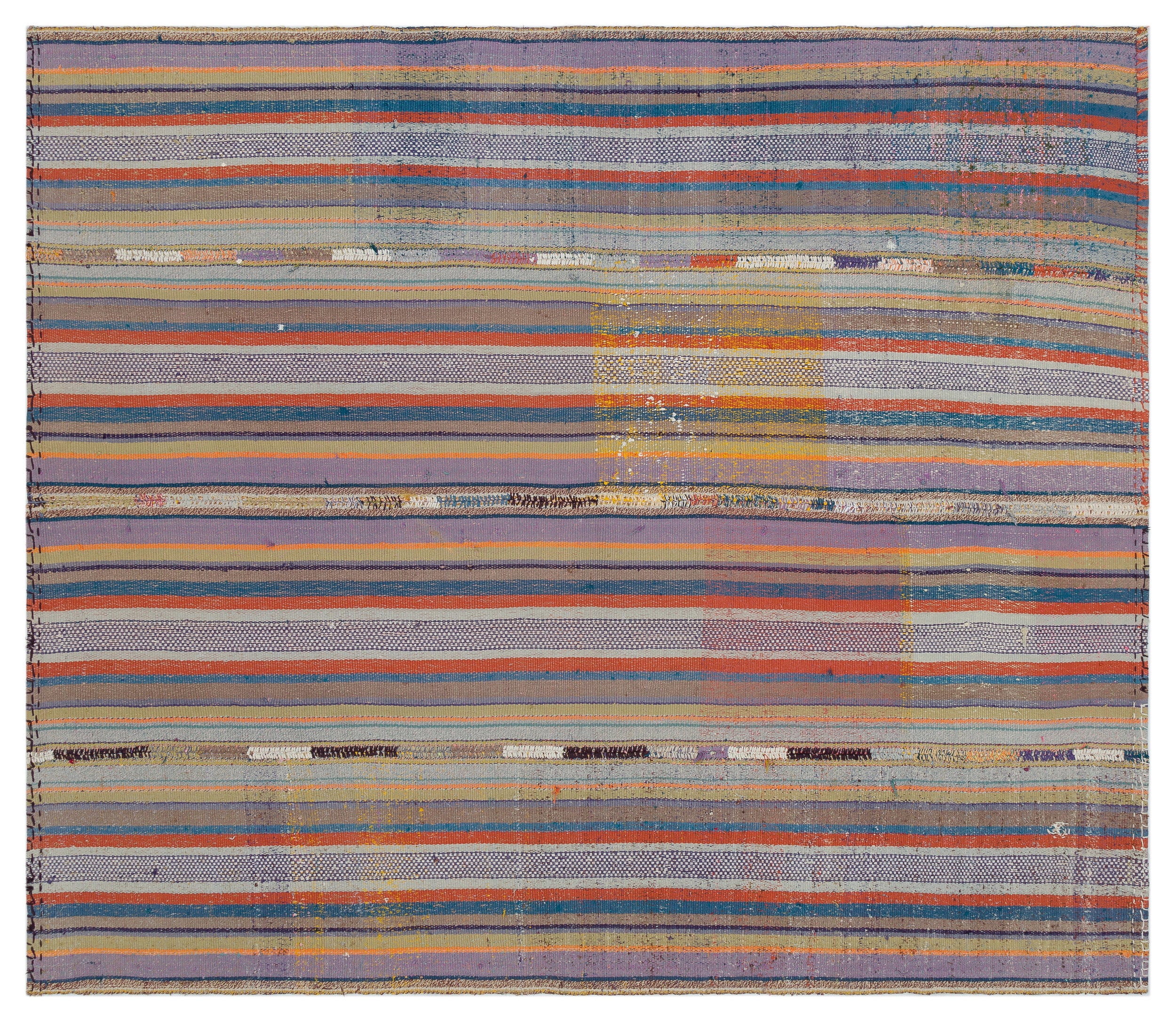 Striped Over Dyed Kilim Rug 5'6'' x 6'9'' ft 168 x 206 cm