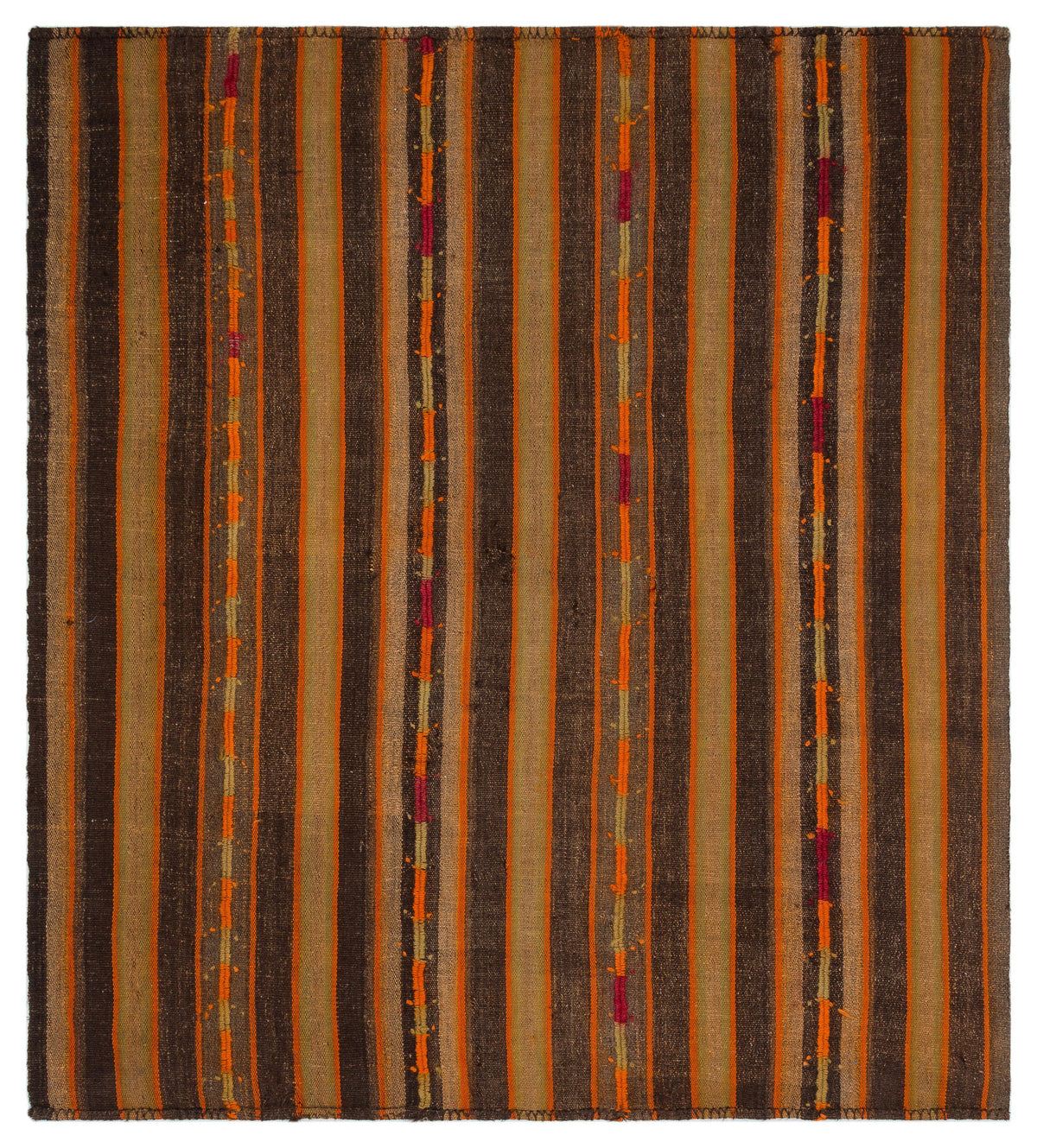 Striped Over Dyed Kilim Rug 5'7'' x 6'1'' ft 171 x 186 cm