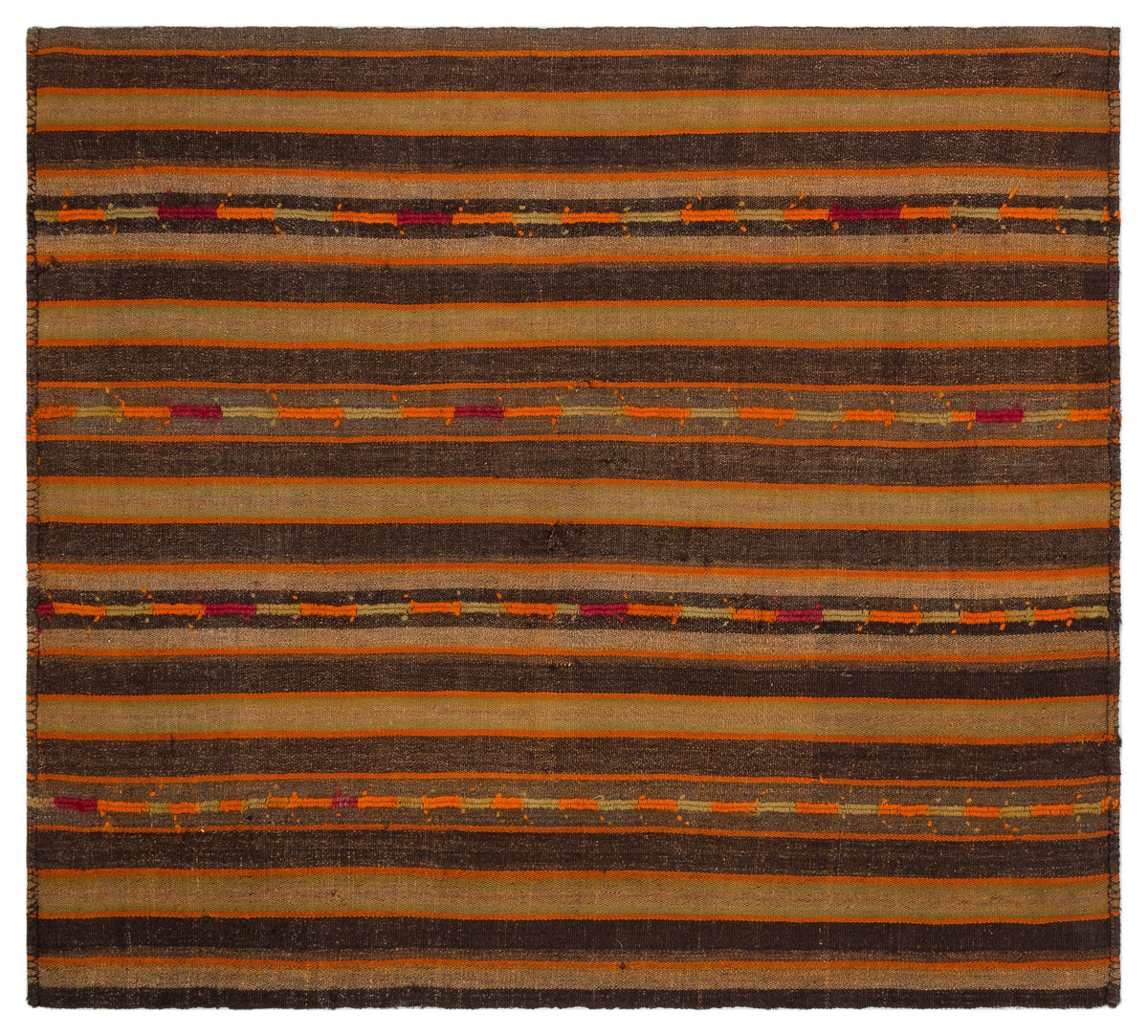 Striped Over Dyed Kilim Rug 5'7'' x 6'1'' ft 171 x 186 cm