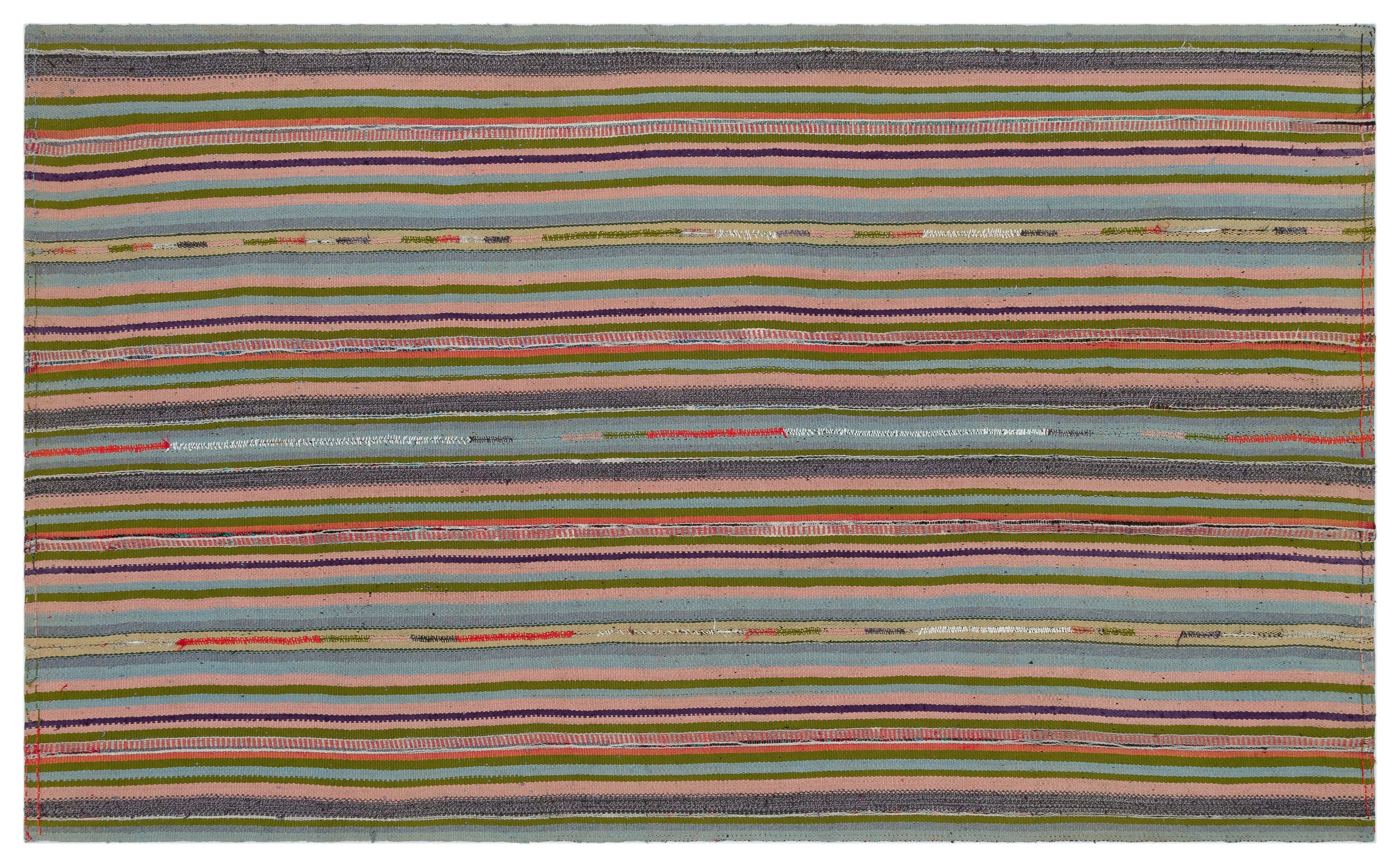 Striped Over Dyed Kilim Rug 5'2'' x 8'6'' ft 158 x 260 cm