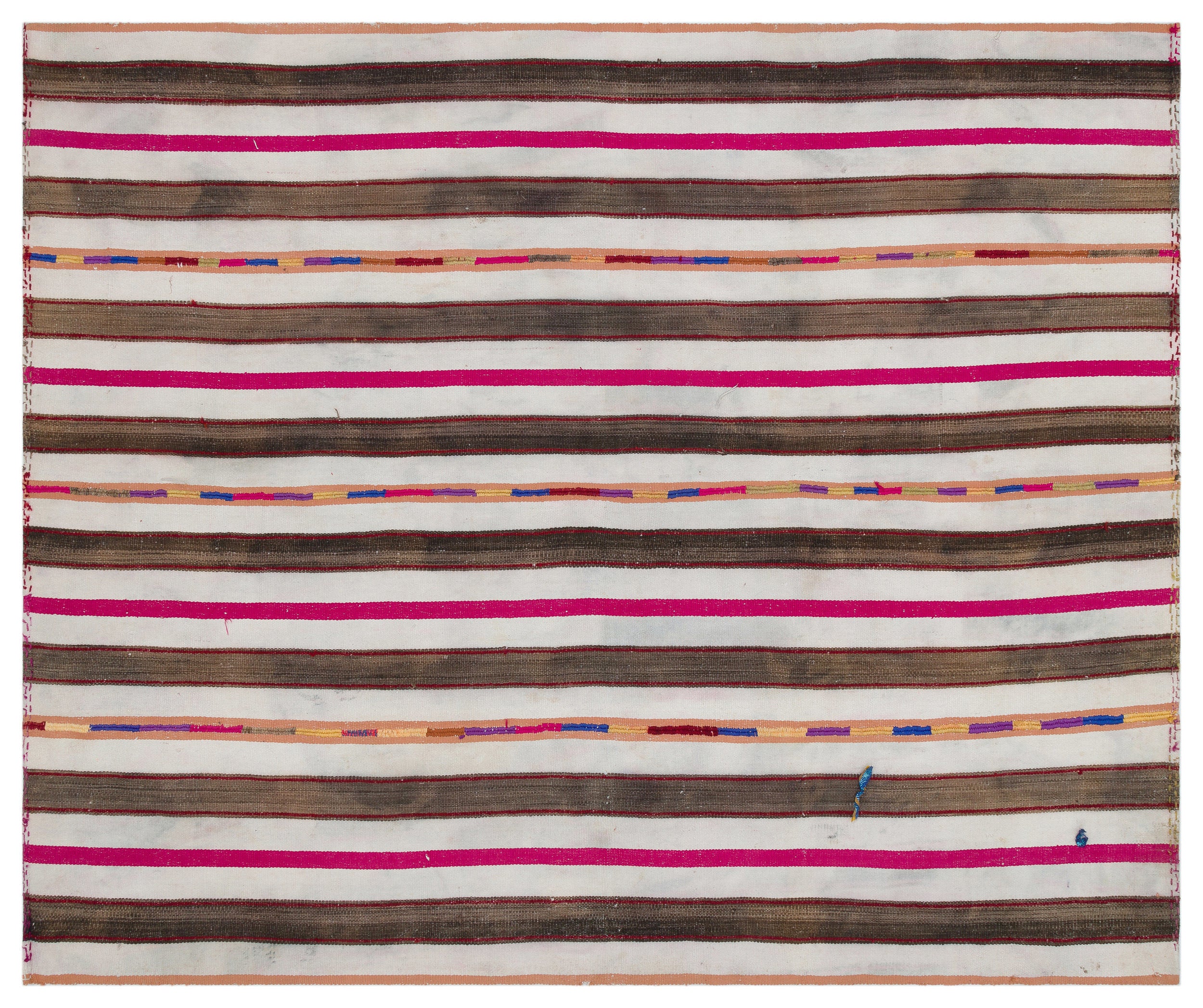Striped Over Dyed Kilim Rug 6'5'' x 7'10'' ft 196 x 238 cm