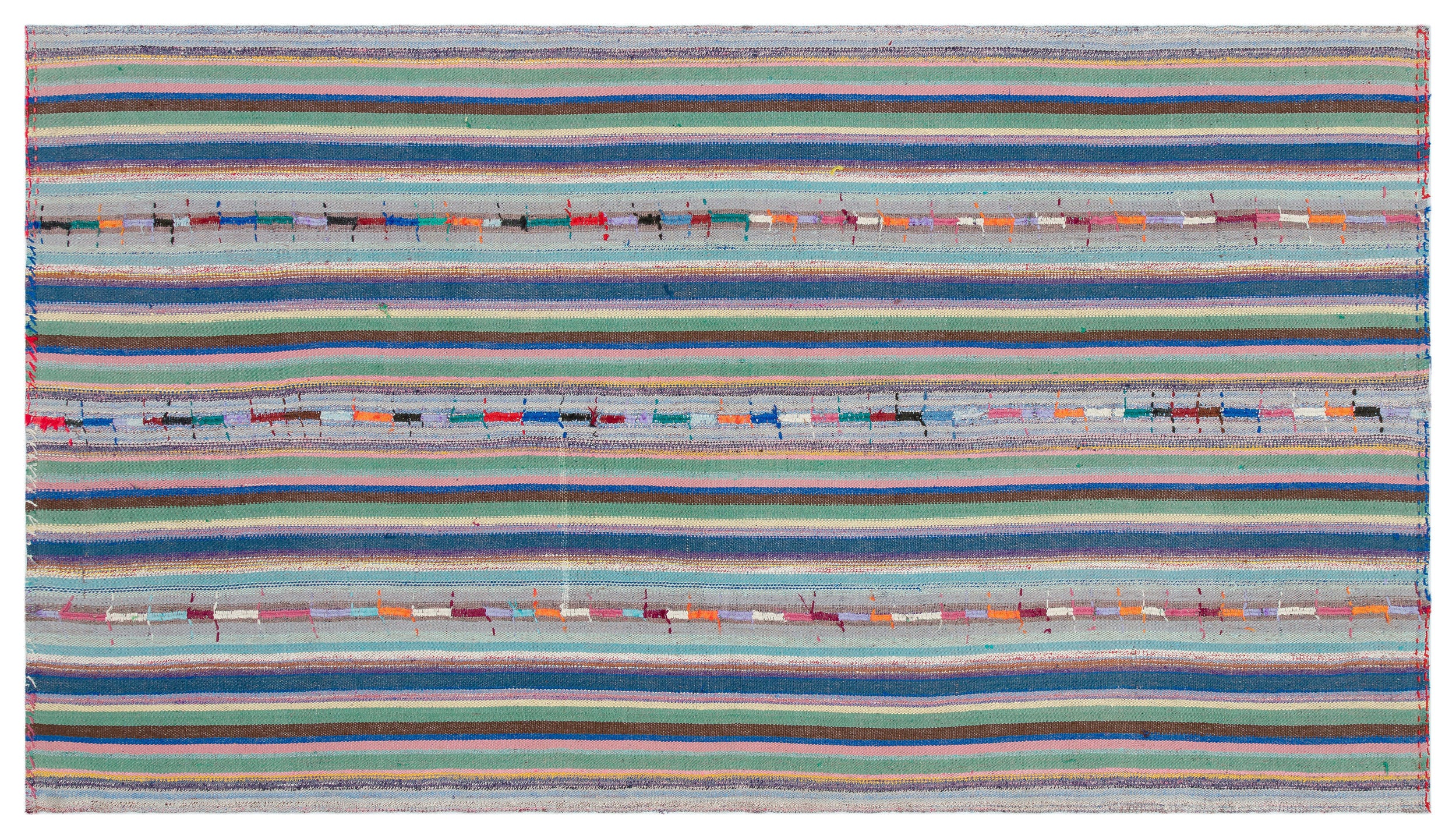 Striped Over Dyed Kilim Rug 4'9'' x 8'4'' ft 145 x 254 cm