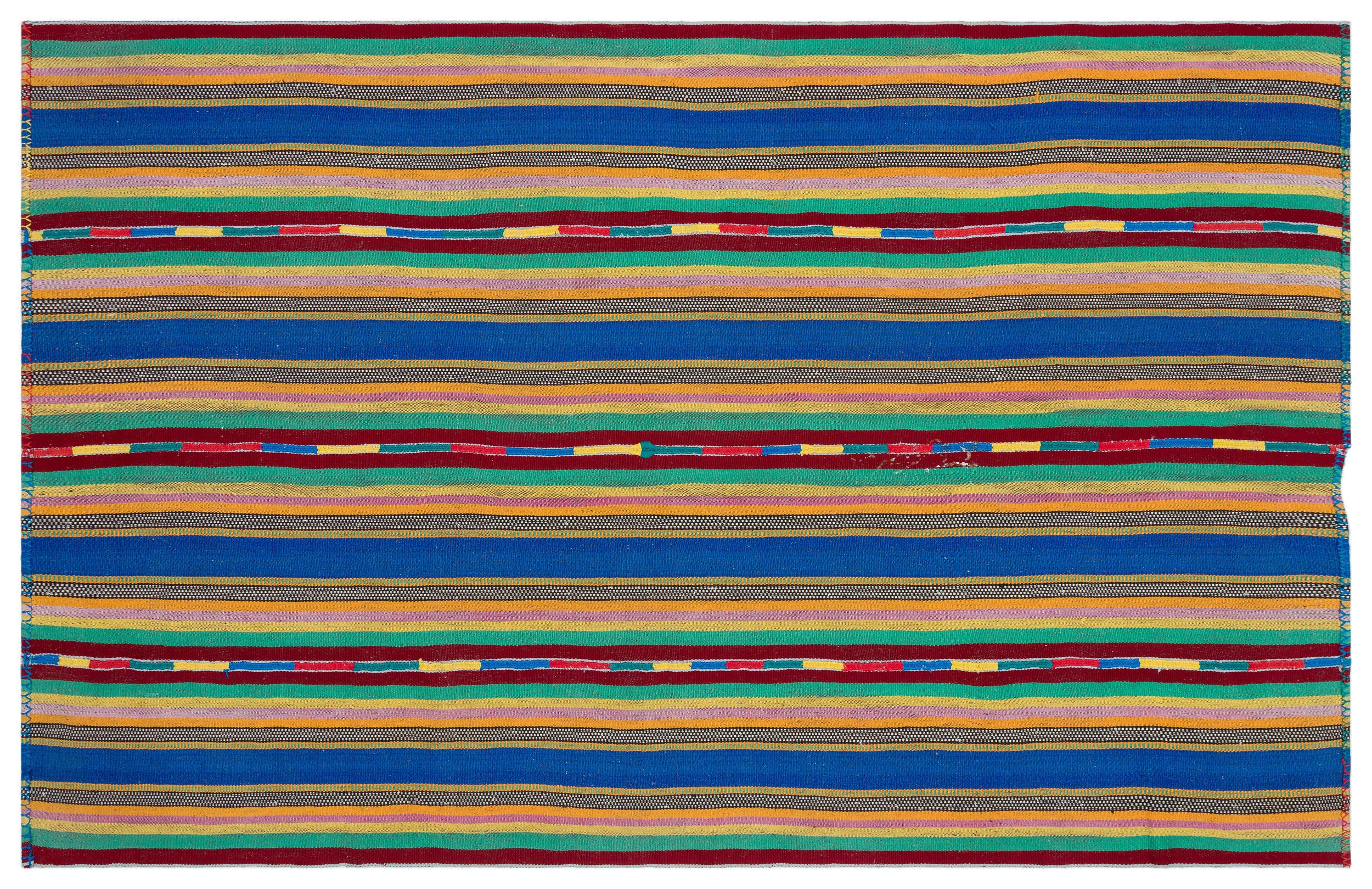 Striped Over Dyed Kilim Rug 6'0'' x 9'7'' ft 184 x 293 cm