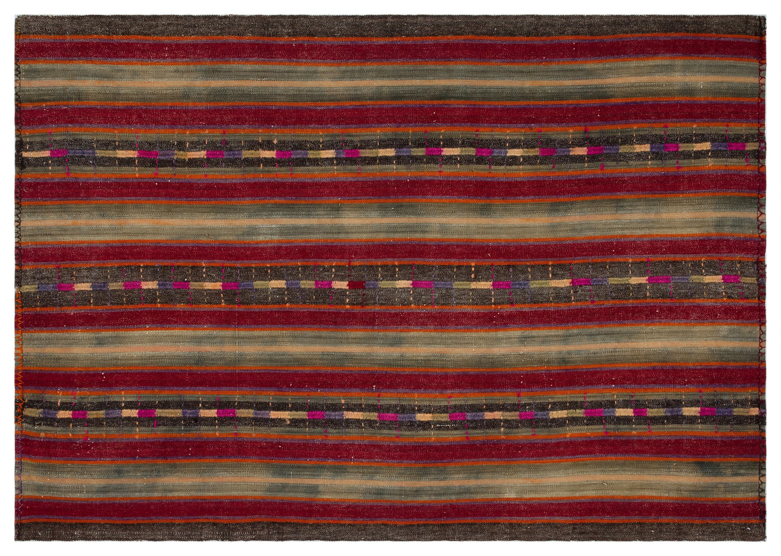 Striped Over Dyed Kilim Rug 5'5'' x 7'10'' ft 164 x 240 cm