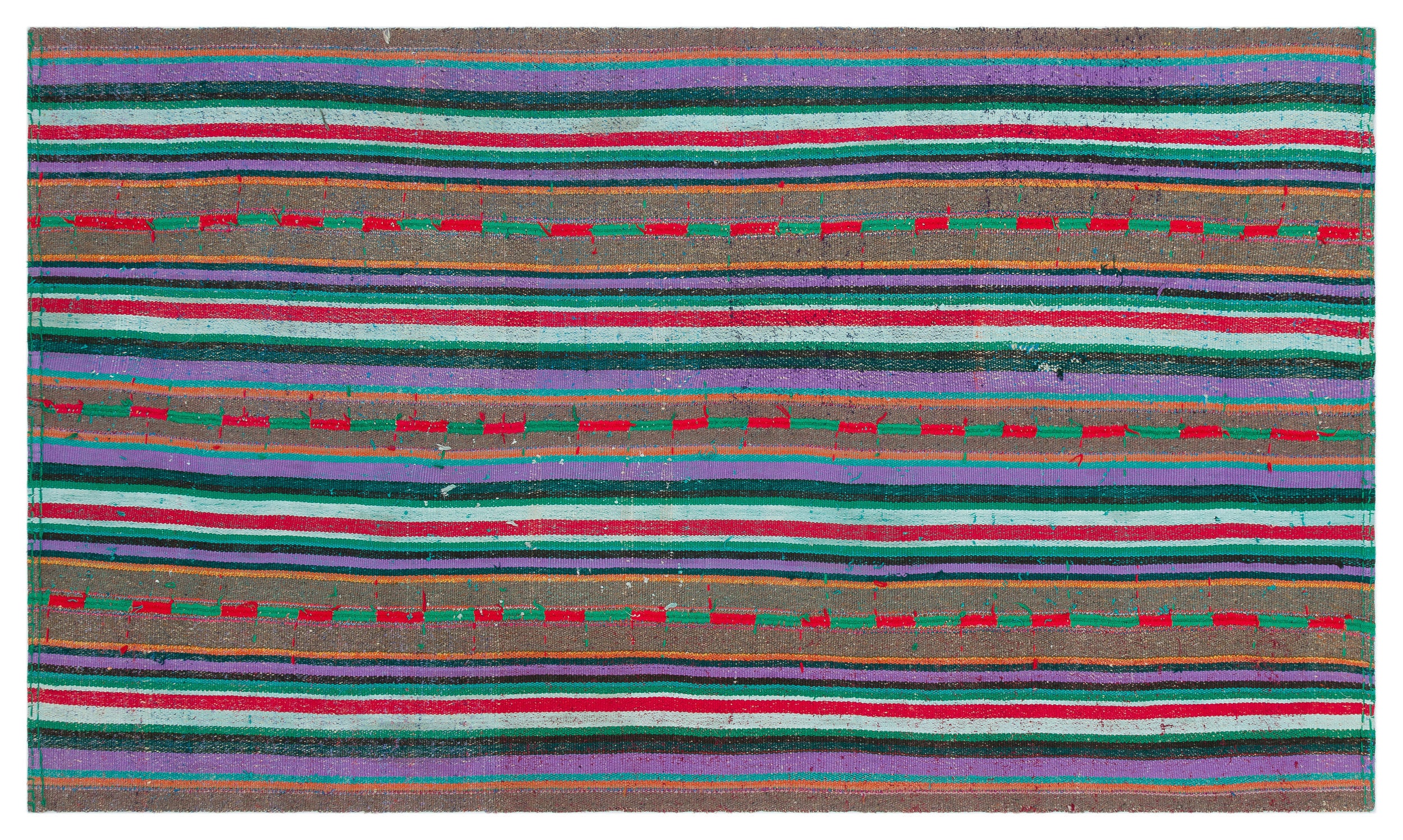 Striped Over Dyed Kilim Rug 4'4'' x 7'5'' ft 131 x 227 cm