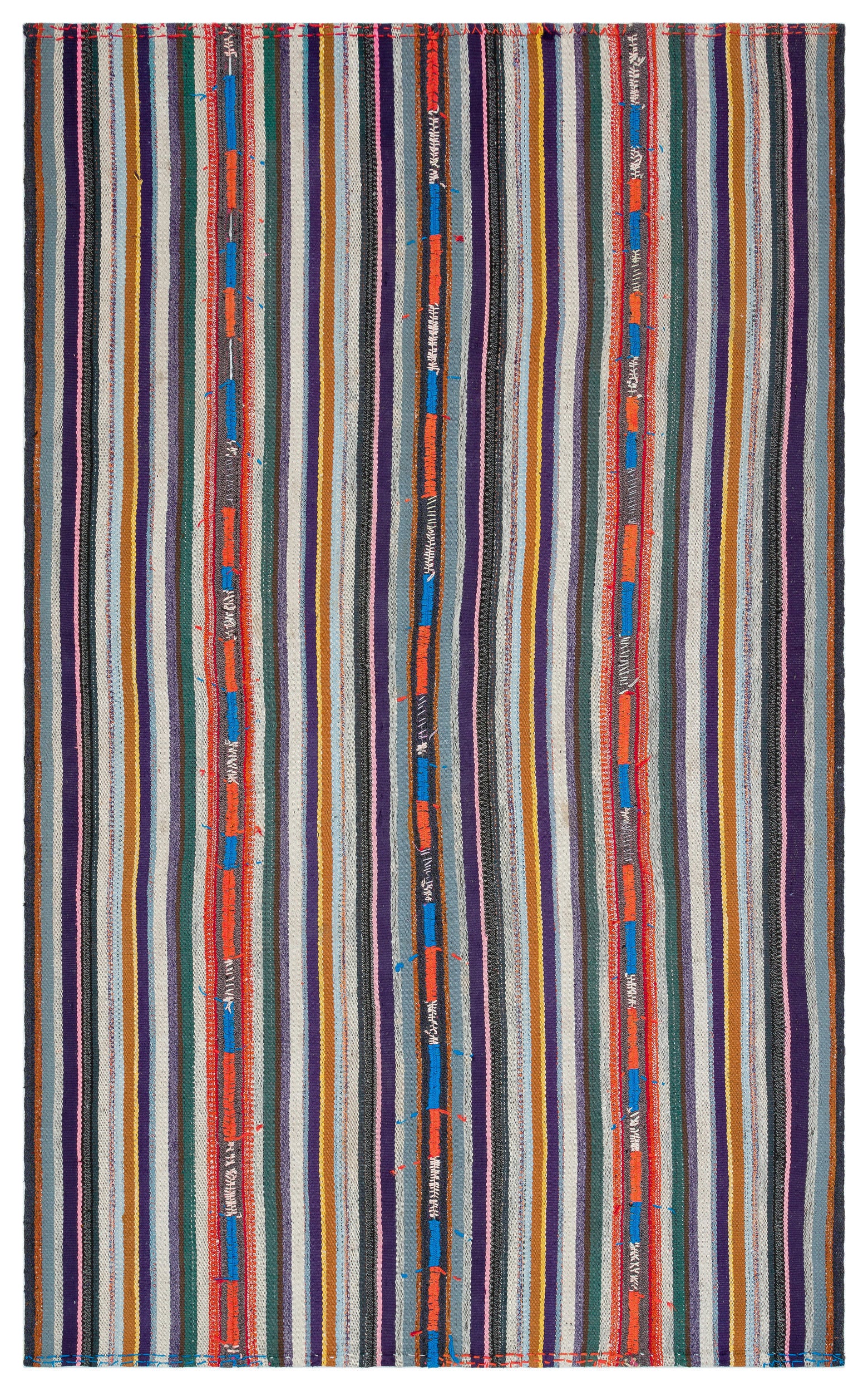 Striped Over Dyed Kilim Rug 5'4'' x 8'10'' ft 163 x 268 cm
