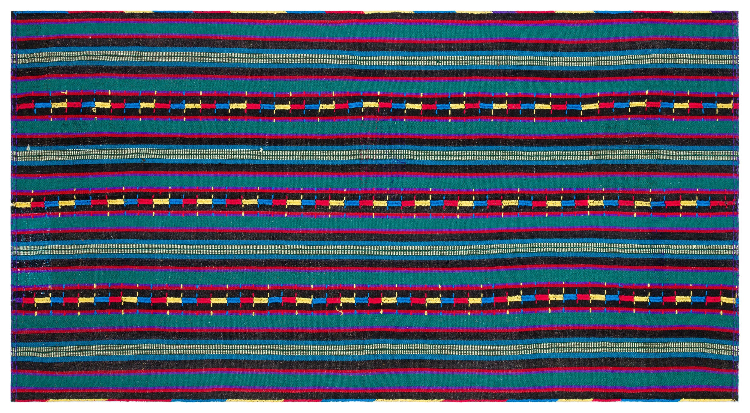 Striped Over Dyed Kilim Rug 5'5'' x 10'2'' ft 165 x 310 cm