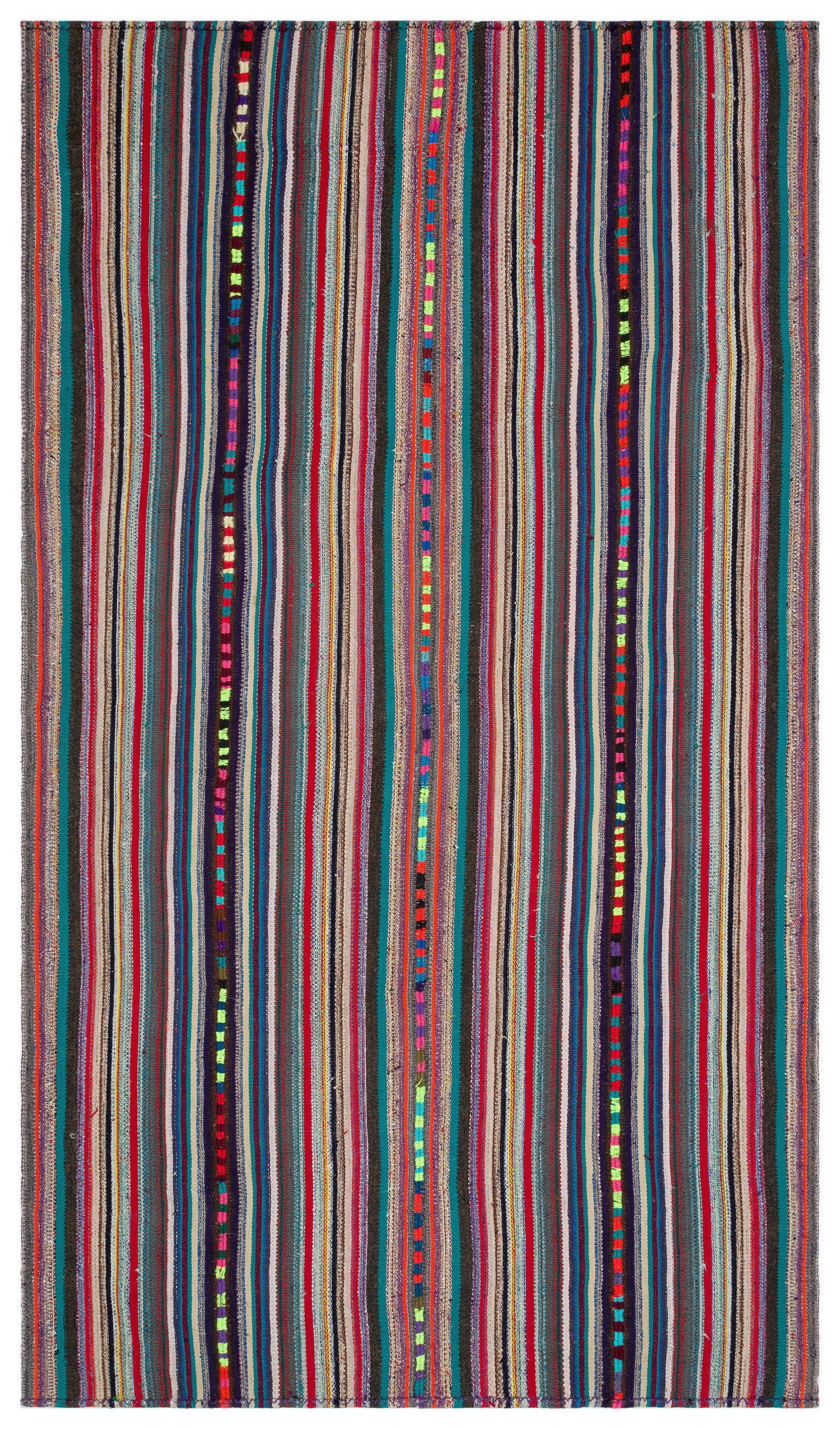 Striped Over Dyed Kilim Rug 5'9'' x 10'2'' ft 175 x 310 cm