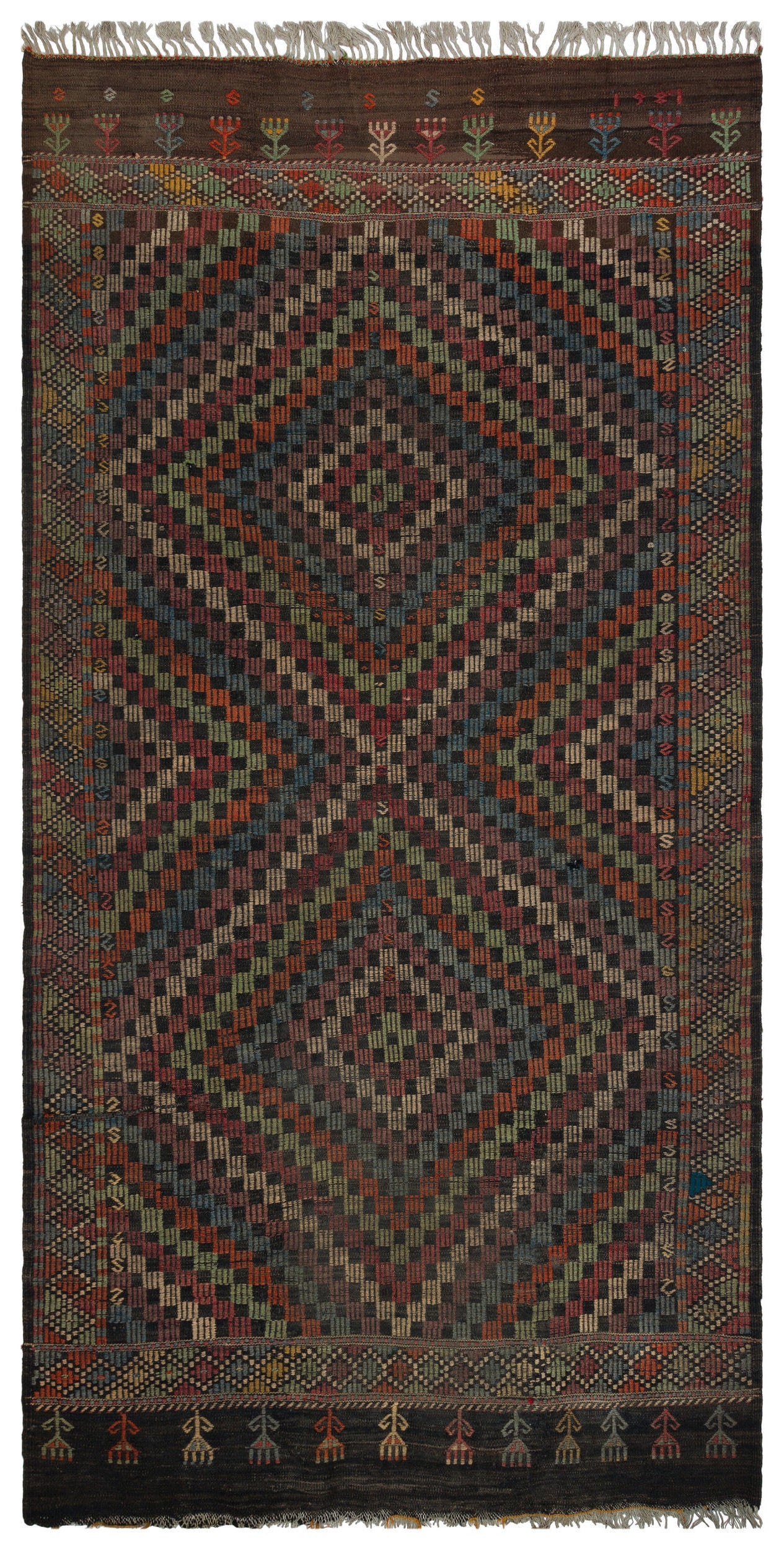 Striped Over Dyed Kilim Rug 5'1'' x 10'2'' ft 156 x 310 cm